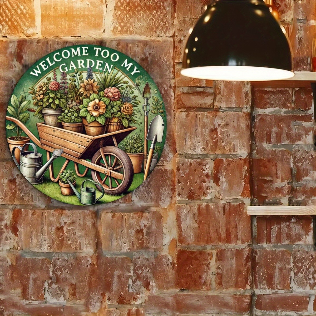 Tin Metal Signs 8X8 In Round 2D Flat Printed Metal Iron Garden Welcome Plaque