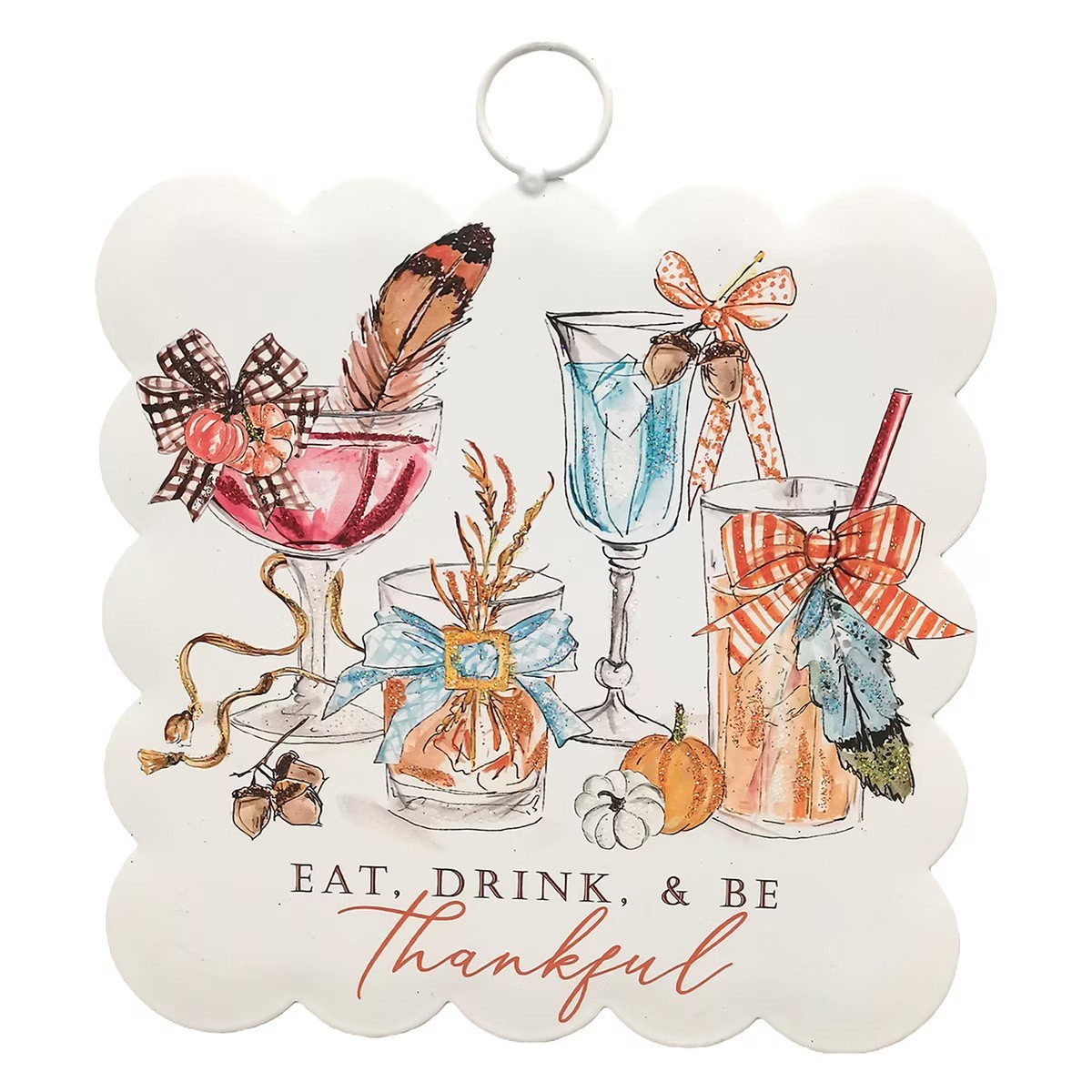 The Round Top Collection Mini Scallop Festive “Eat, Drink”
