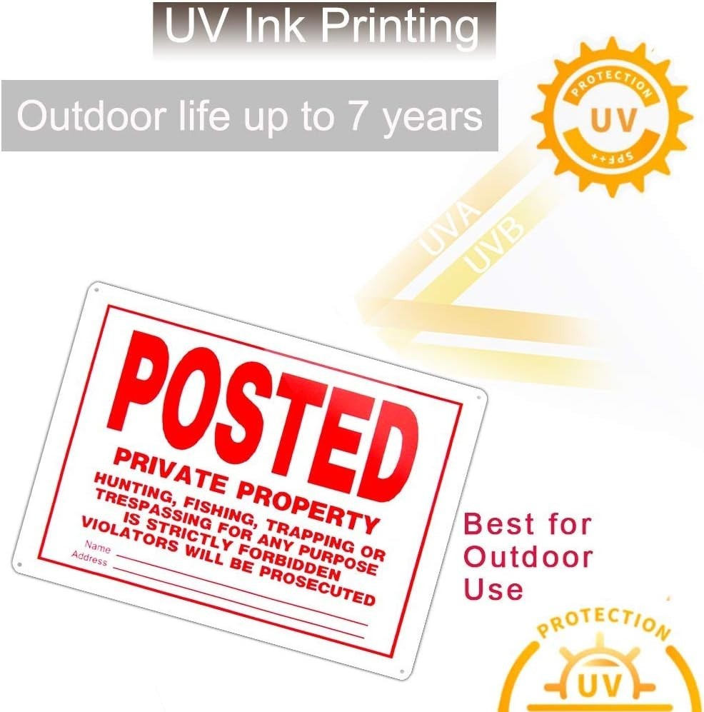 Weather-Resistant No Trespassing Sign – 14×10 Aluminum for Outdoor Use, Set of 4
