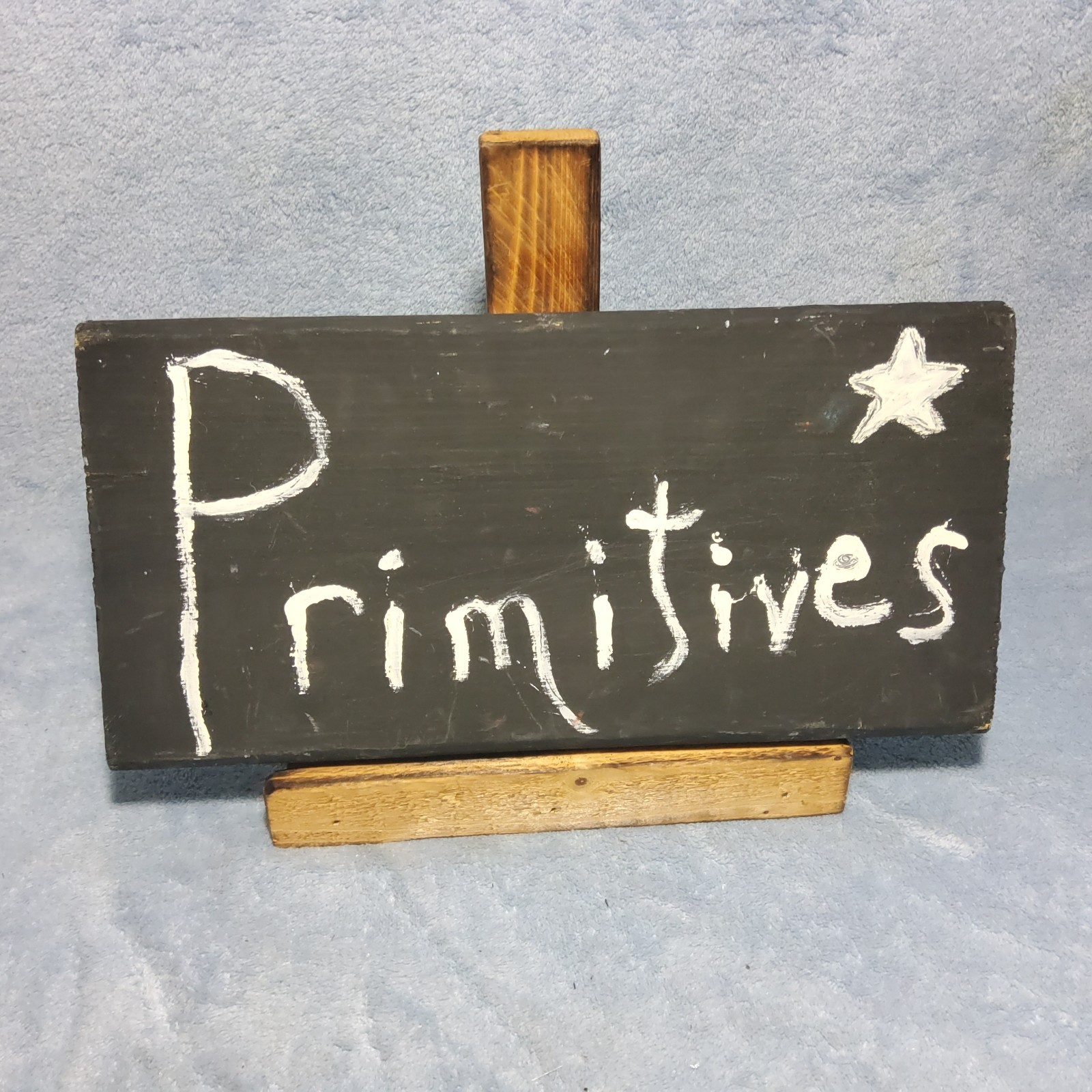 Handmade Primitives Hand Painted Wooden Sign Chalkboard Black Rustic Star Stand