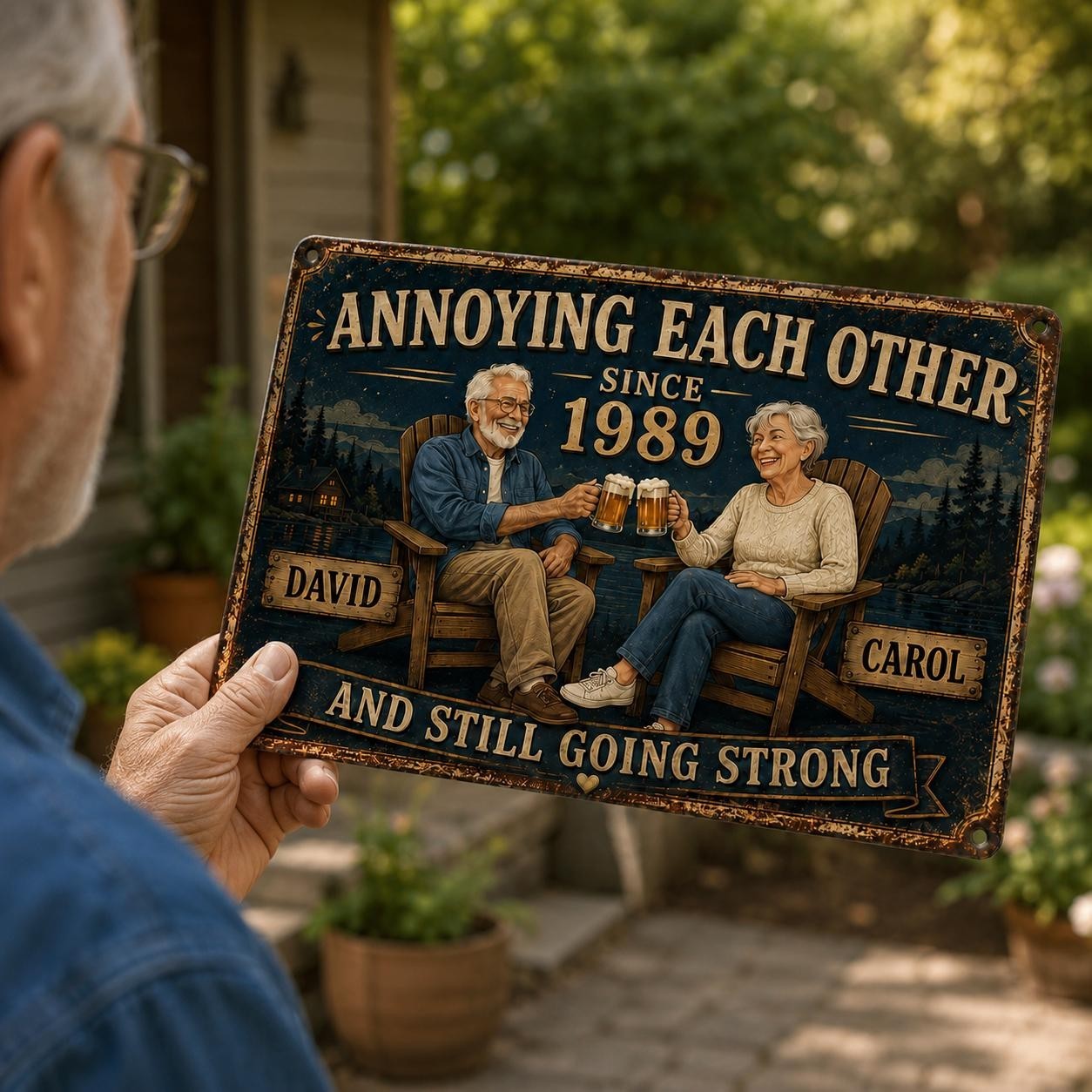 Personalized Wedding Anniversary Metal Sign, Custom Photo Portrait Gift