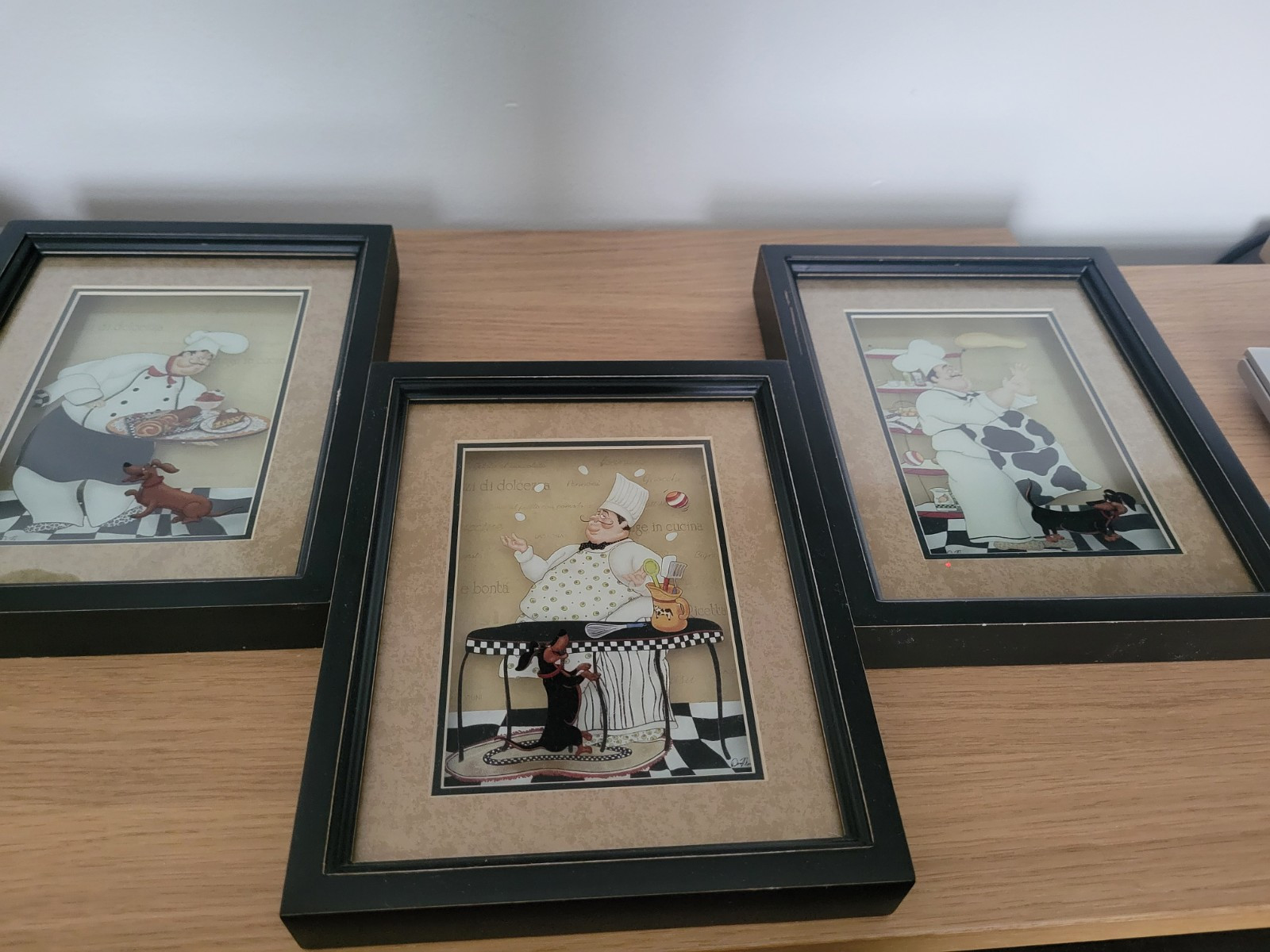 Retro Kitchen Bistro Chefs Wall Shadow Boxes by Dena Marie 8.5 X 6.5 Lot (3)