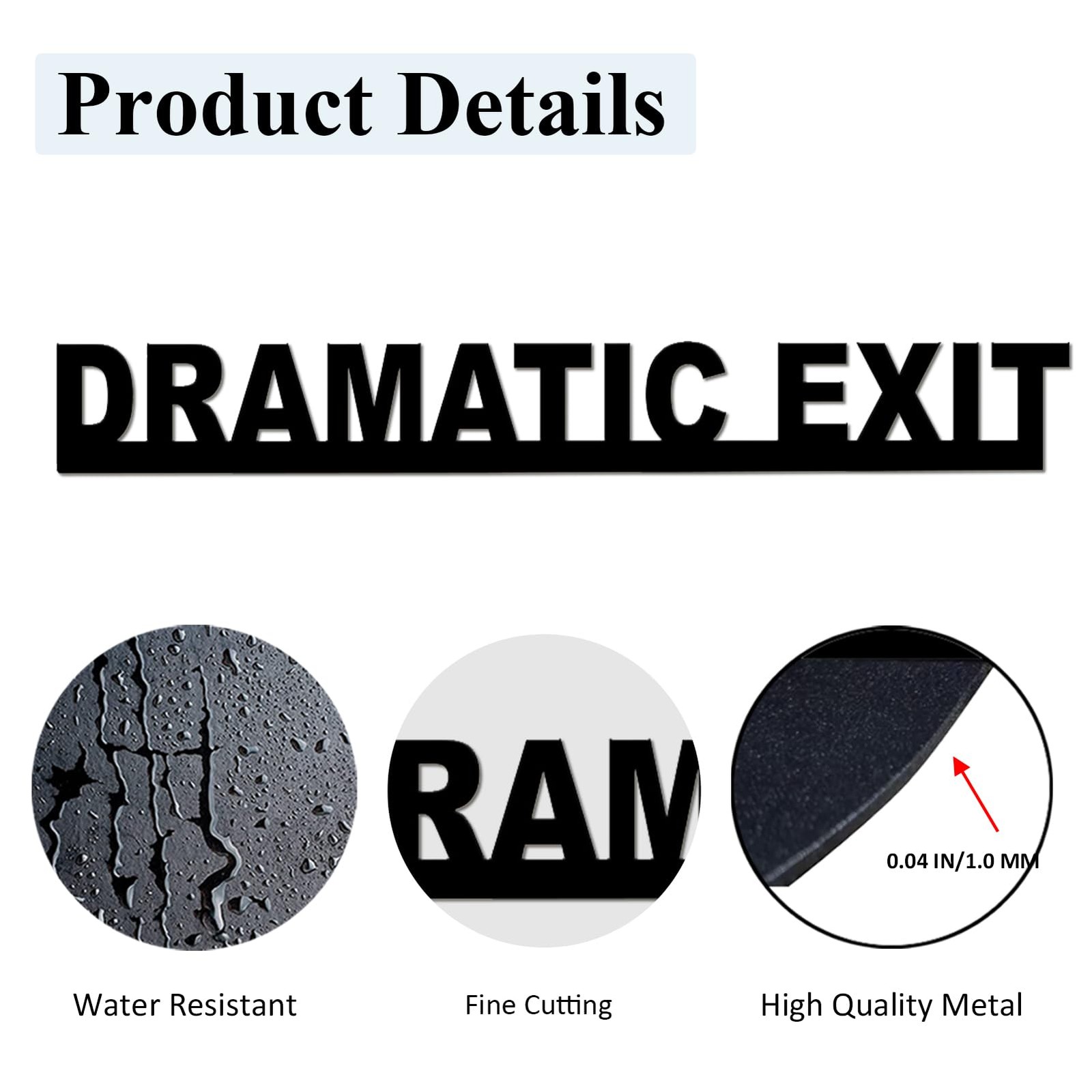 Metal Dramatic Exit Door Topper Sign Wall Decor 18.1 x 2.36 In Door Frame Cor…