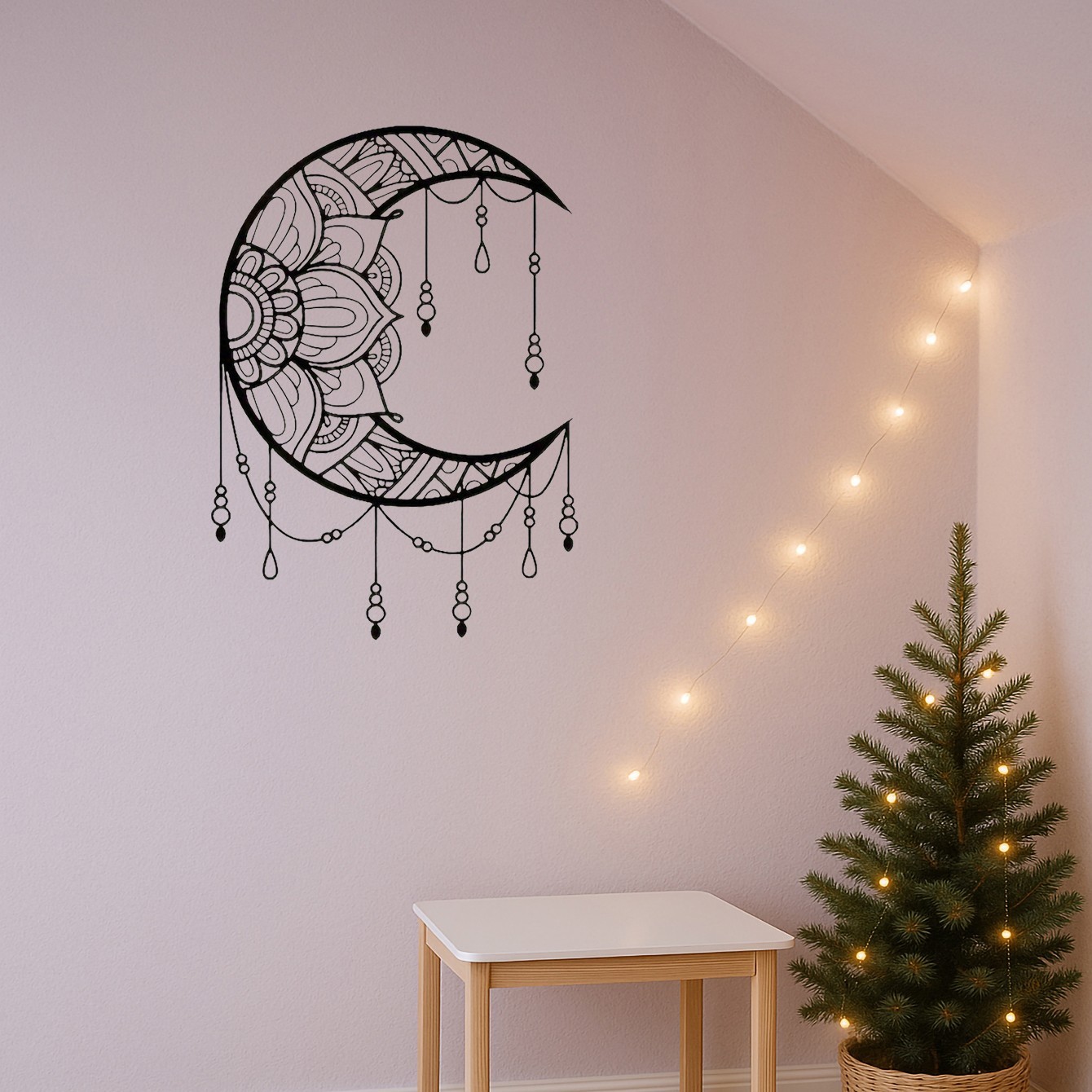 Black Mandala Moon Wall Art Metal Iron Wall Hanging for Any Room Decoration