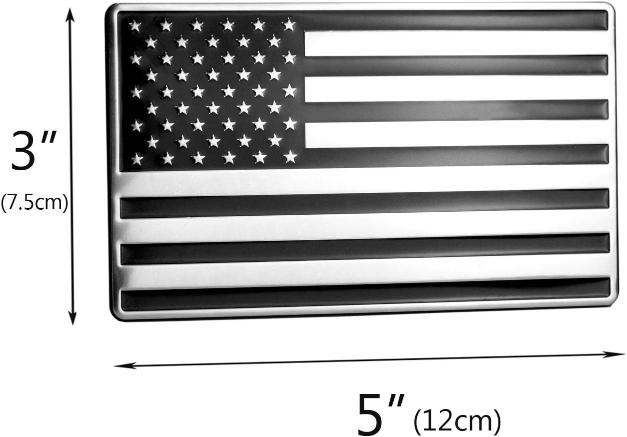 American Flag Stainless Steel Emblem 5″x3″