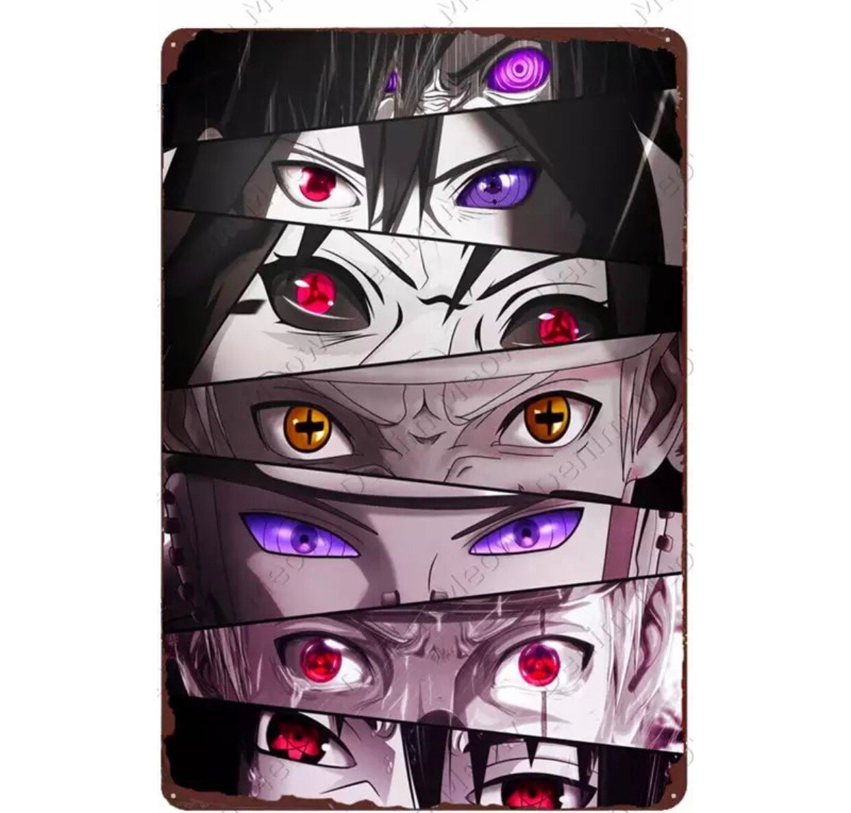 Naruto Sasuke Anime Characters Eyes Metal Poster Vintage Tin Sign Plaque