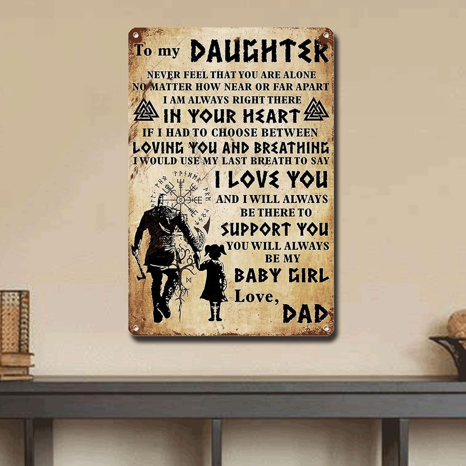Tin Metal Signs Viking To My Daughter Love DadDad And Daughter Home Store Home
