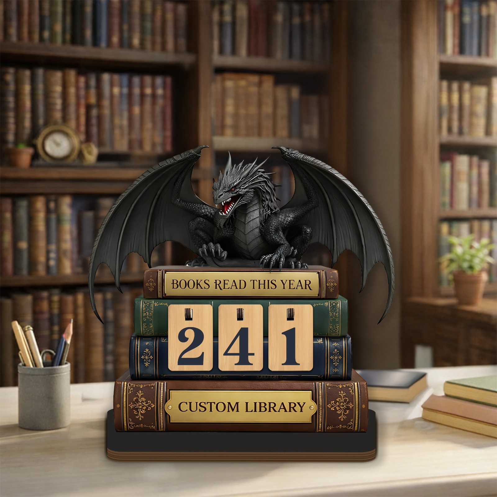 Dragon Books Read This Year Tracker Custom Library Reading Counter Book Lover