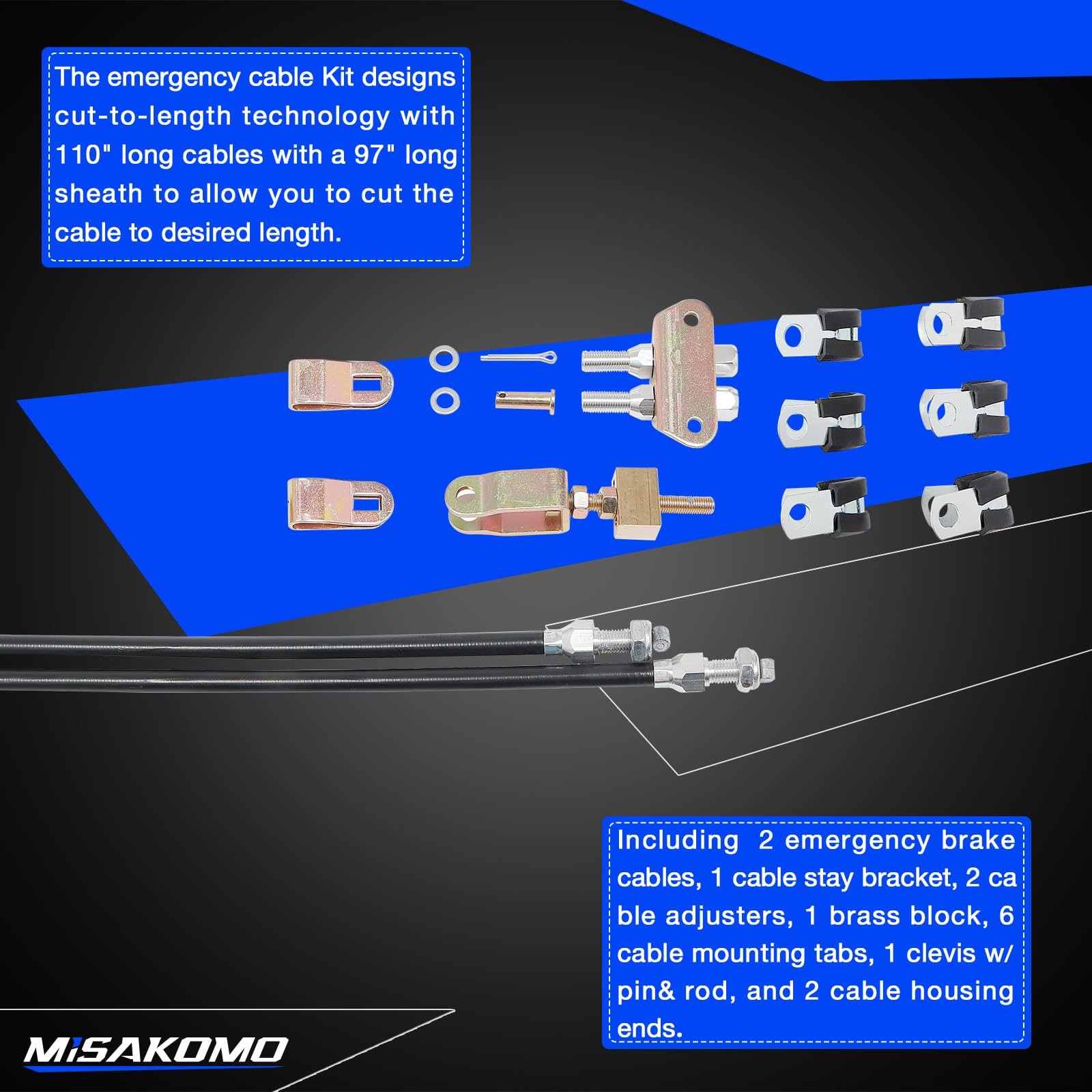 Emergency Parking Brake Kit 110″ Cable Compatible With…