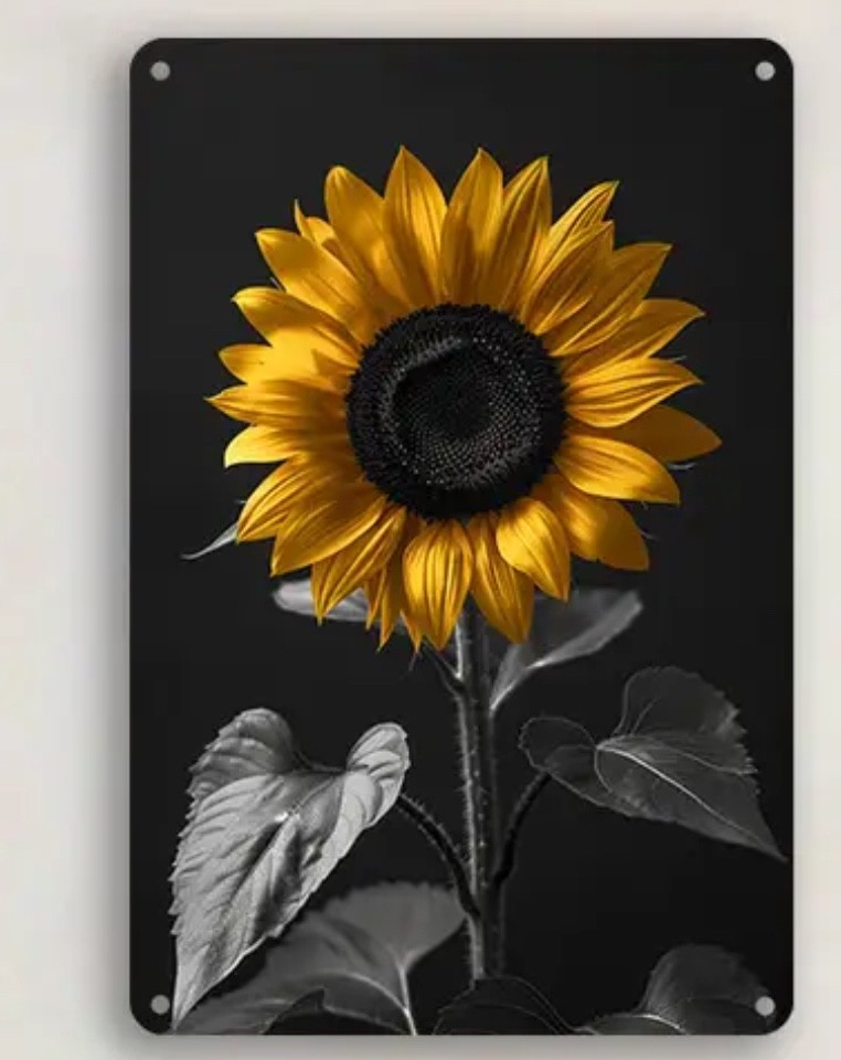 Floral Metal Wall Decor -Rustic Sunflower- NEW- 8×12-Weather Proof-