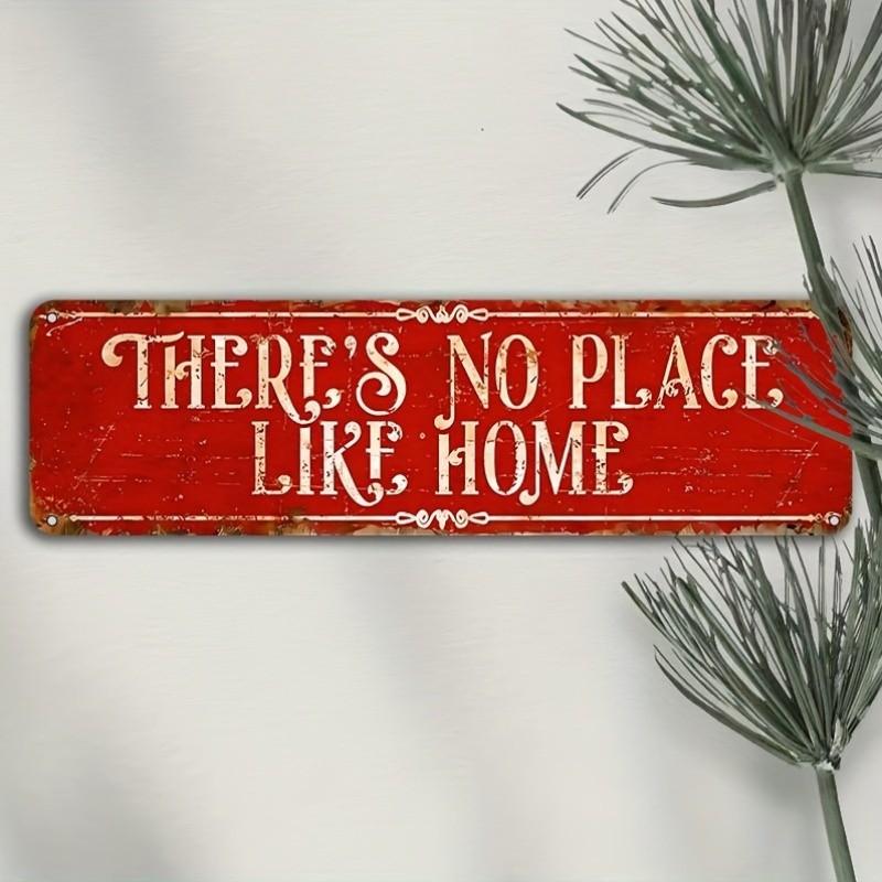 Vintage No Place Like Home Metal Wall Sign Rustic Tin Plaque Housewarming Gift