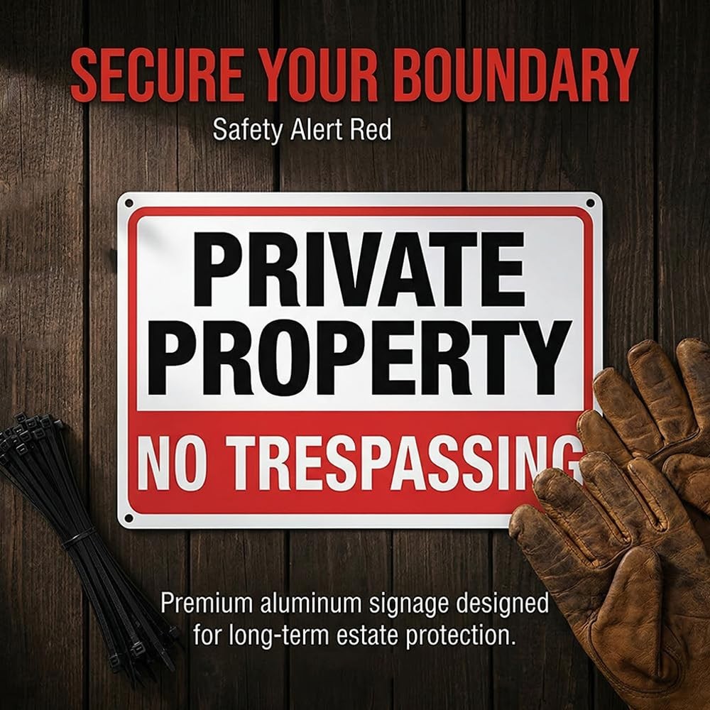 2Pack No Trespassing Signs Private Property Metal Sign 10 x 7 In Aluminum