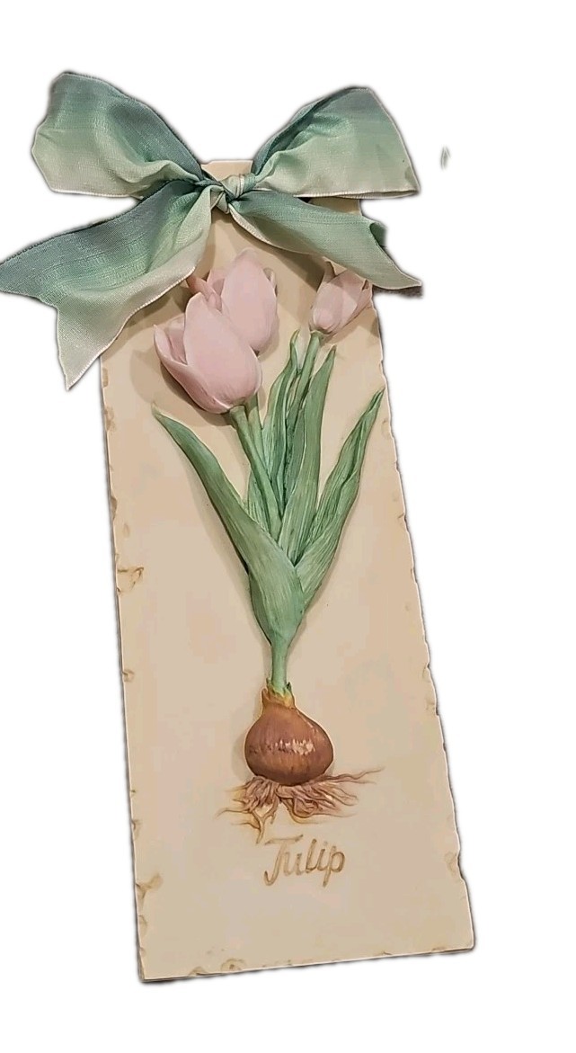 4 Mud Pie 2000 Wall Decor Floral Resin Plaques Hyacinth, Tulip,Irish,Narcissus