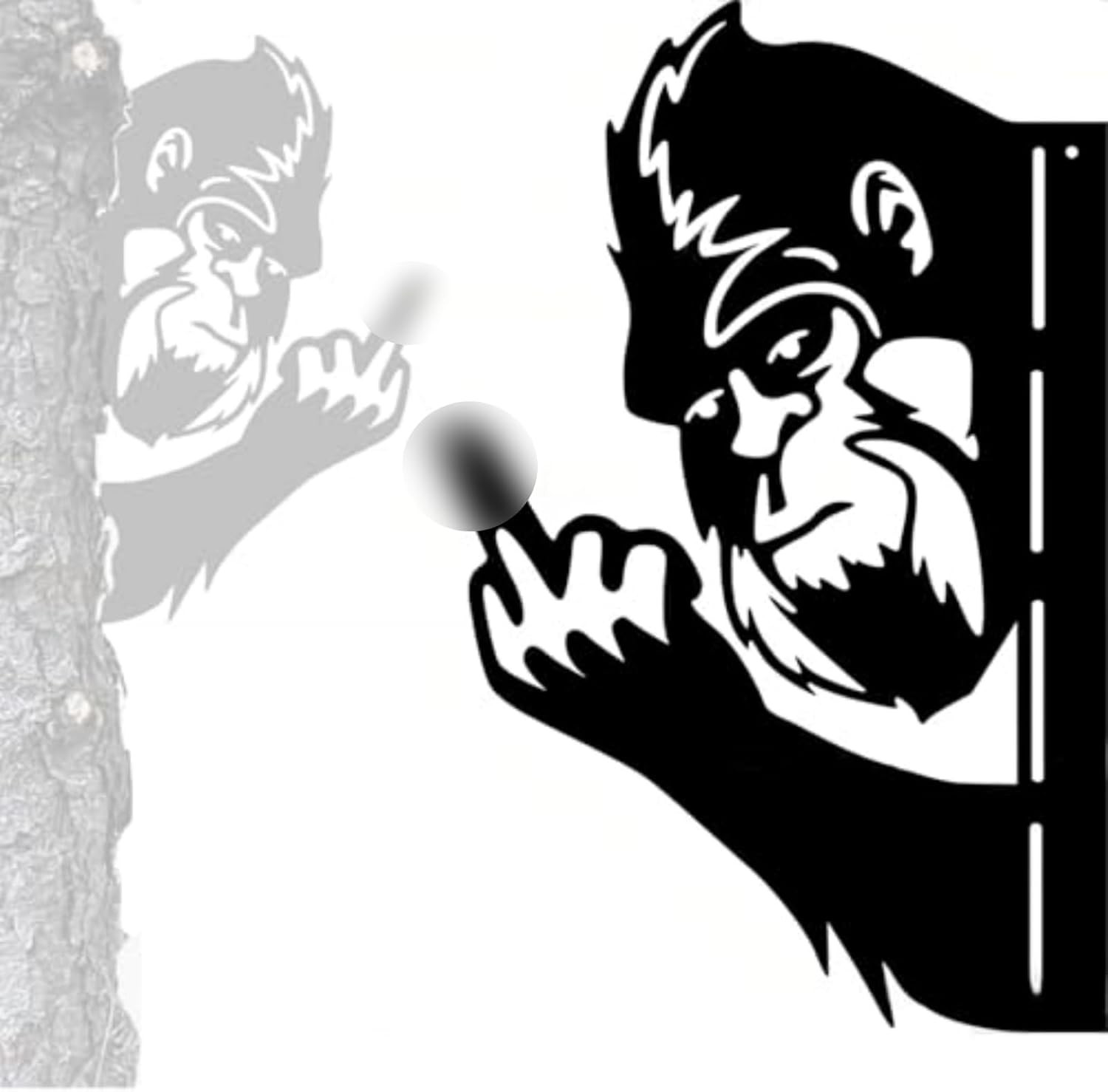 Peaking a Boo Flipping off Bigfoot Animal Metal Sign Art Ornament, Animals Peeki