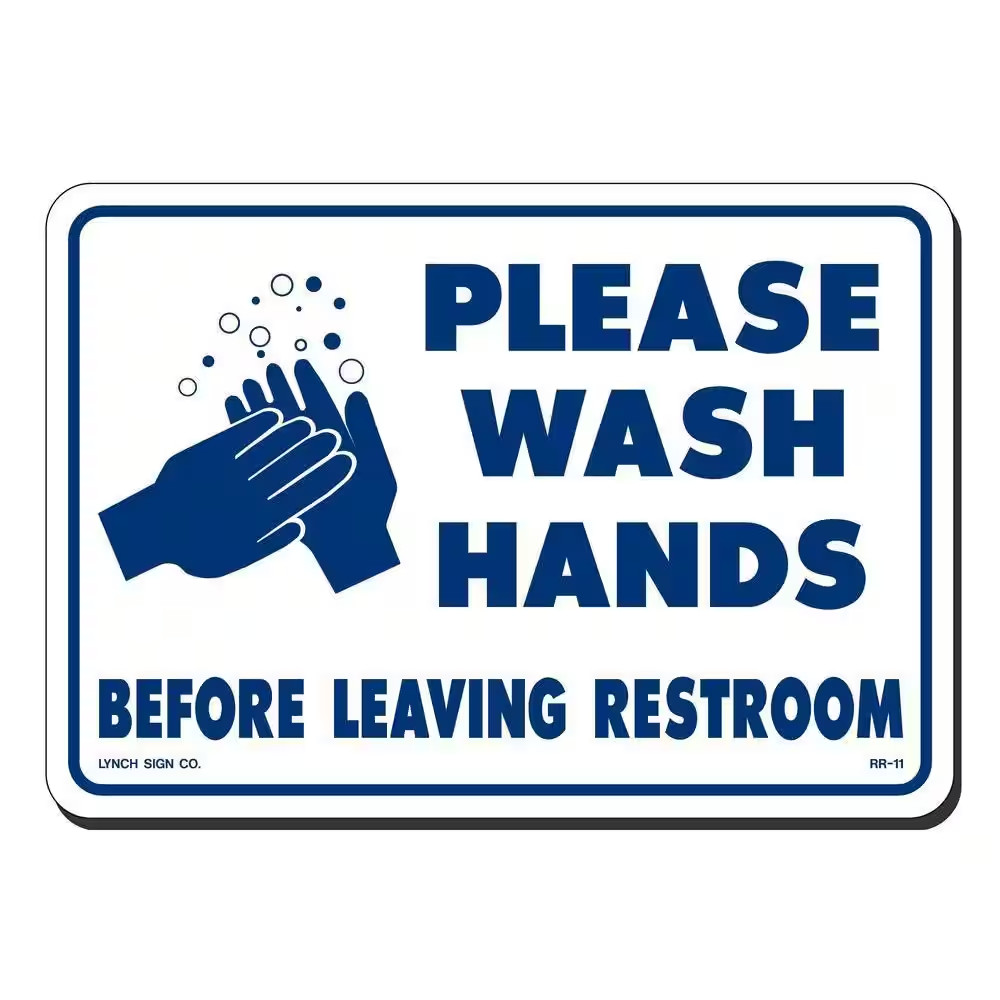 10 In. X 7 In. Please Wash Hands Sign Printed on More Durable, Thicker, Longer L