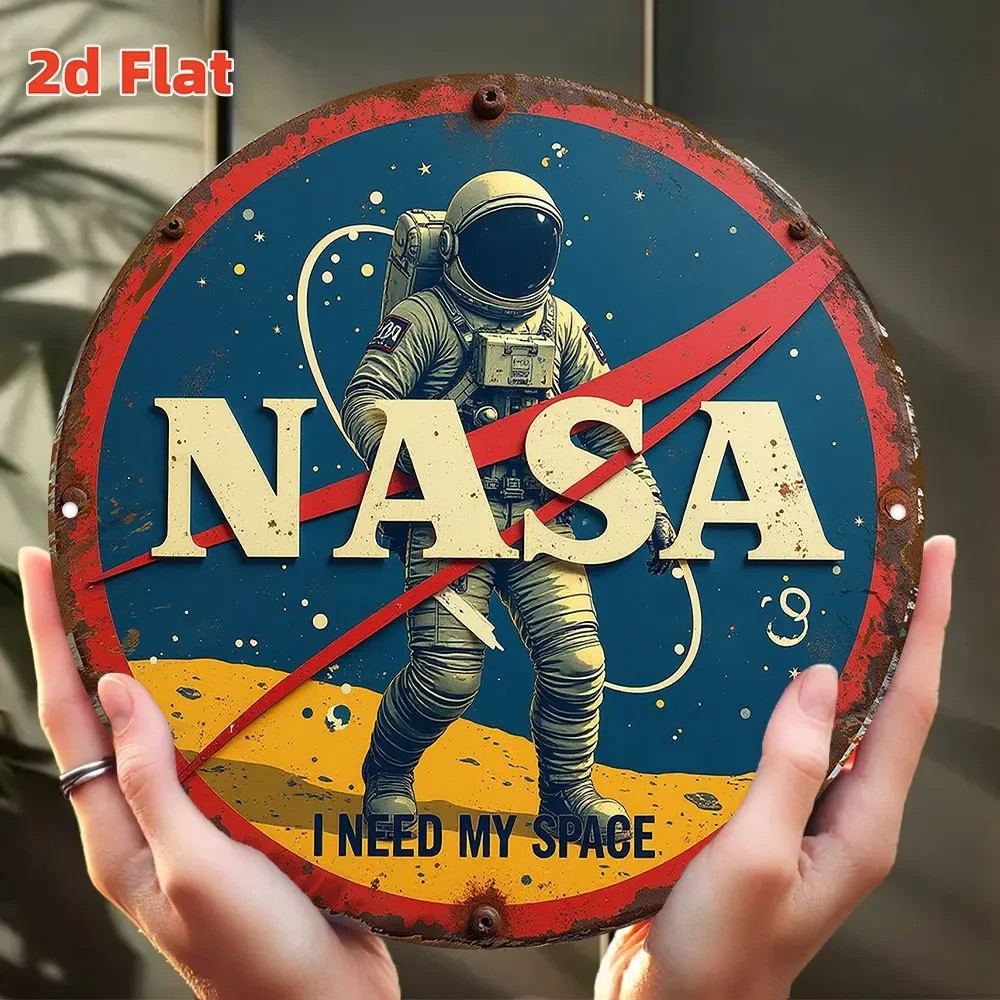 NASA Sign – Novelty Space Metal Sign – Predrilled Easy Hanging – Man Cave Decor