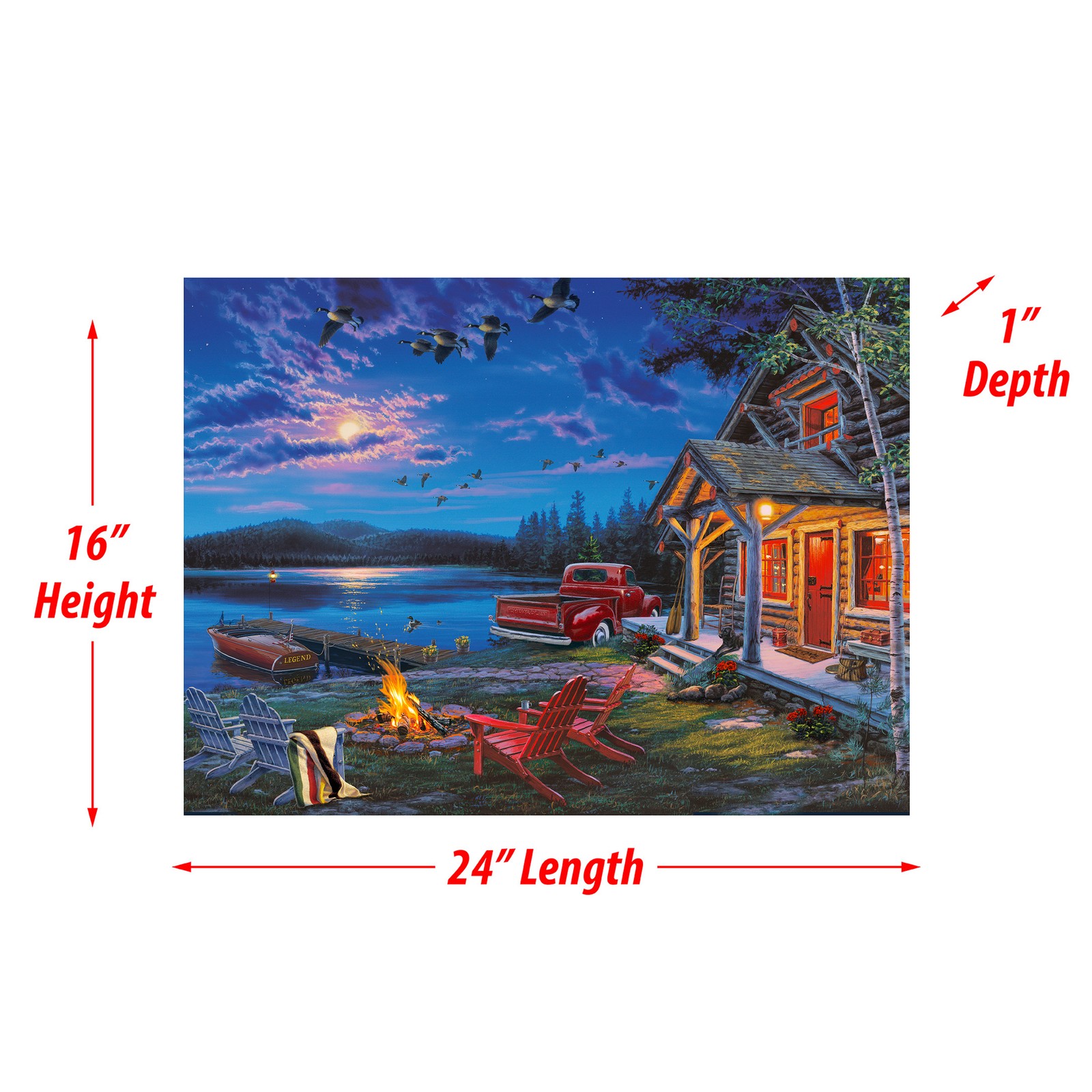 Rivers Edge Products LED Canvas, 24″ x 16″, Fiber Optic Light Up Wall Art, The