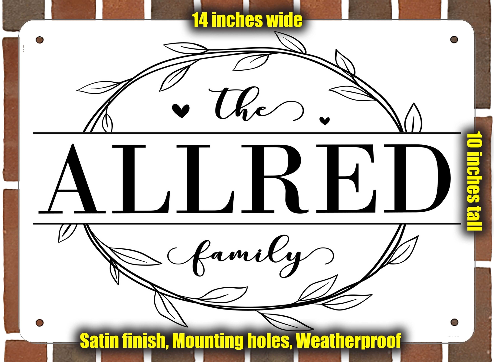 Allred Family Decorative Metal Door or Wall Plaque (Style 1)