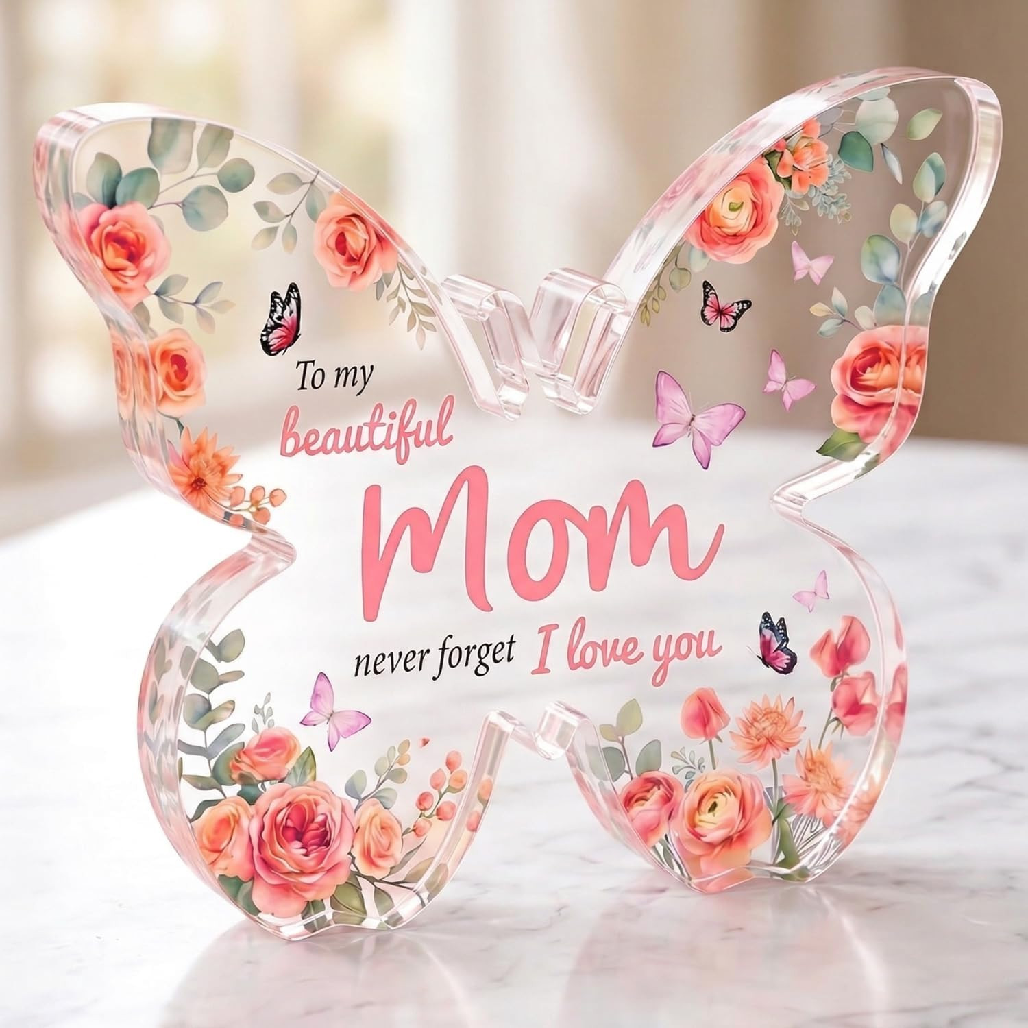 Birthday Gifts for Mom Acrylic Butterfly Plaque – Mothers Day Gifts from Daughte