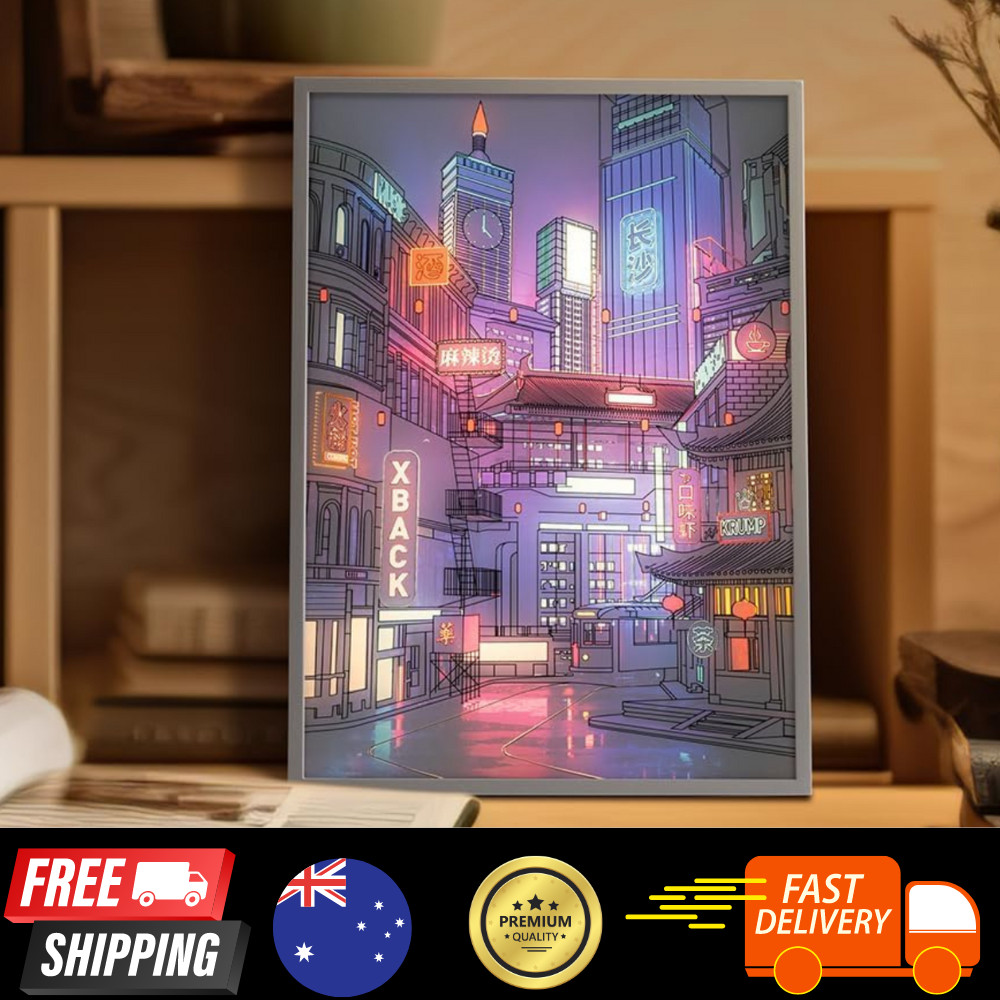 BRAND NEW Anime LED Night City View Glow RGB Colour Lights Gaming Desk Decor