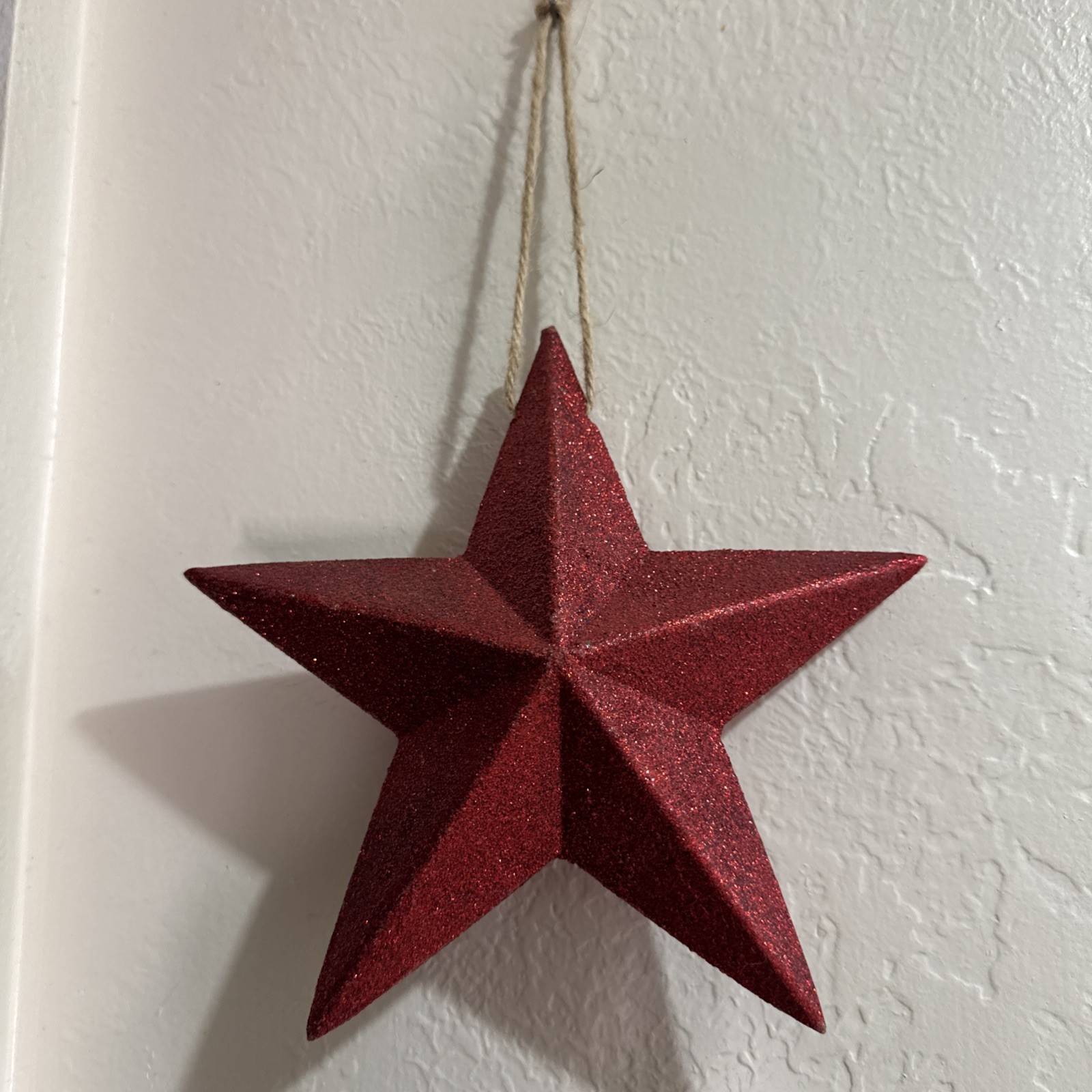 Decorative Glitter Hanging Stars 7” Set of 3 Red, Blue & Mixed Silver Decorative