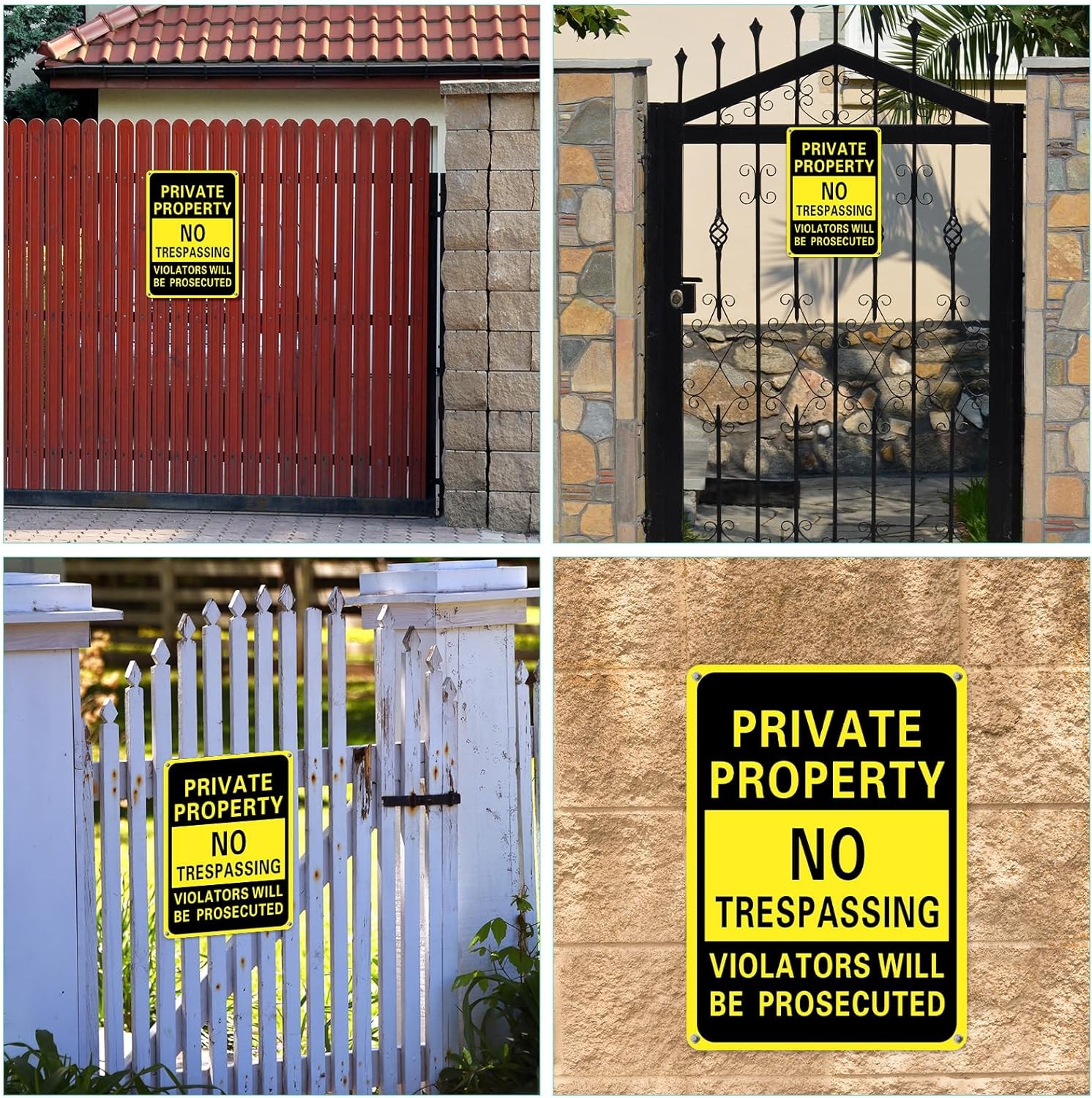 8 Pack Private Property No Trespassing Signs 7×10″ Metal Sign Yard Fence Protect