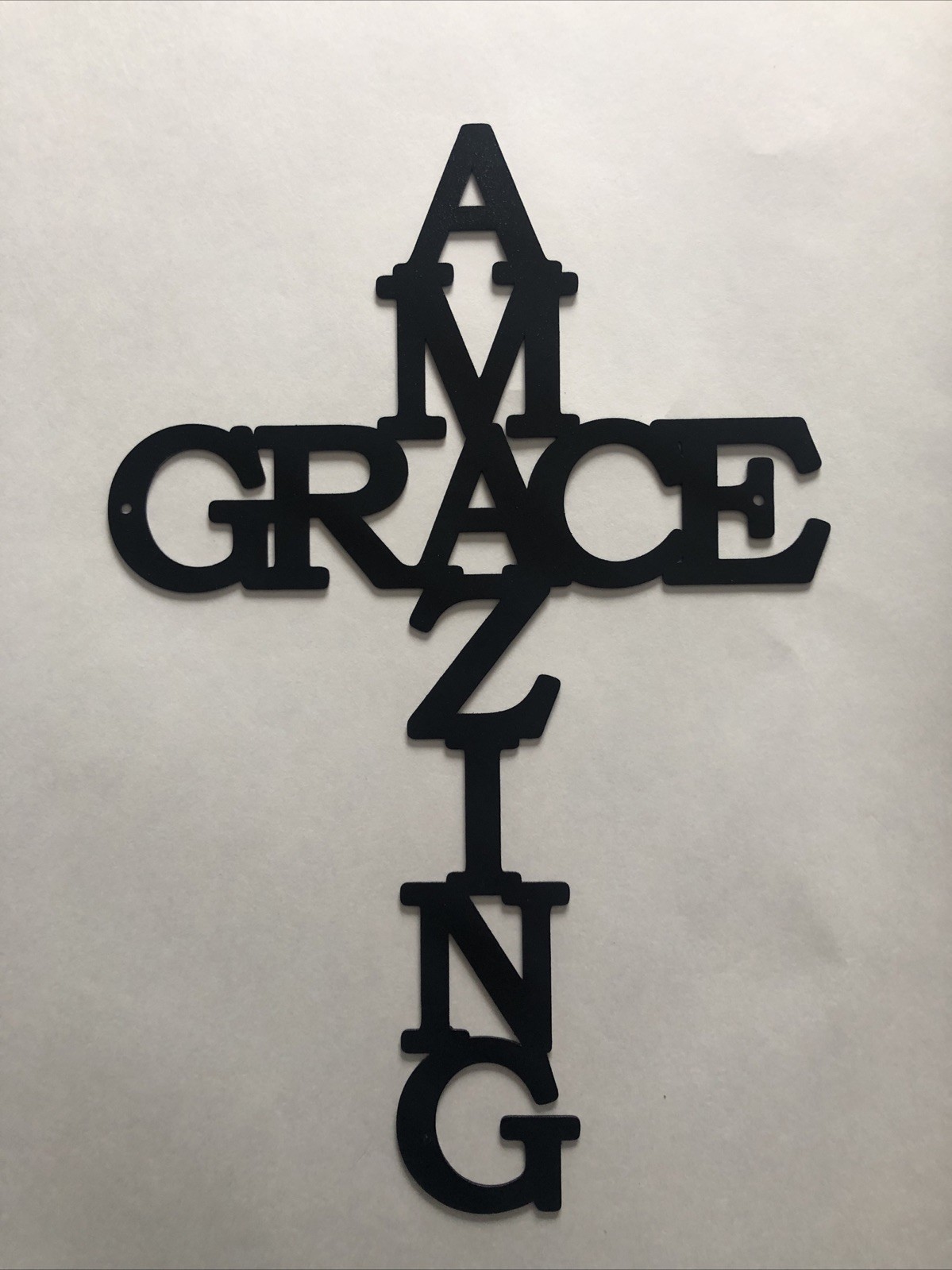 AMAZING GRACE. Cross Shaped METAL SIGN. 12×8. By RIVERSIDE DESIGNS