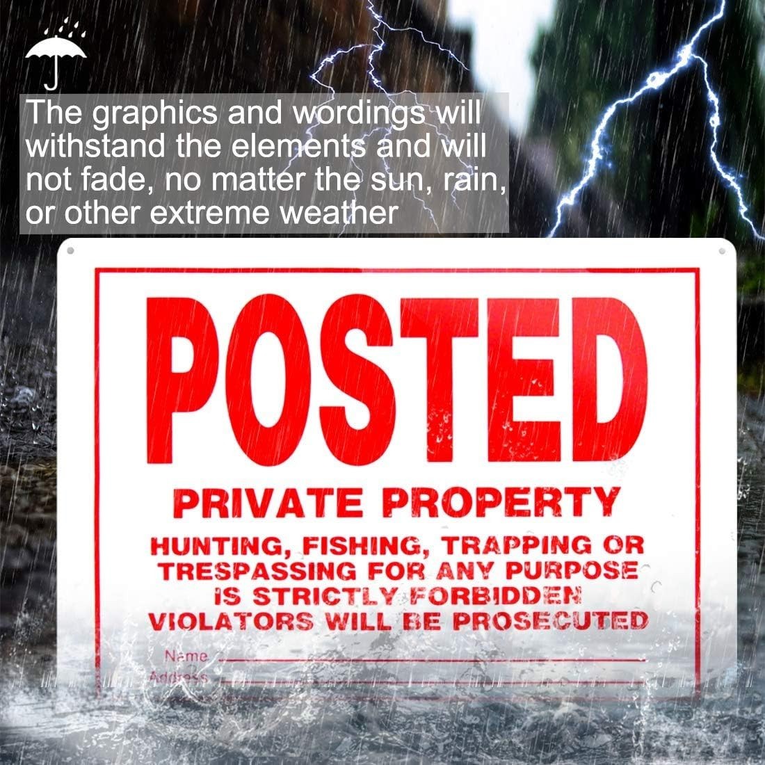 Weather-Resistant No Trespassing Sign – 14×10 Aluminum for Outdoor Use, Set of 4