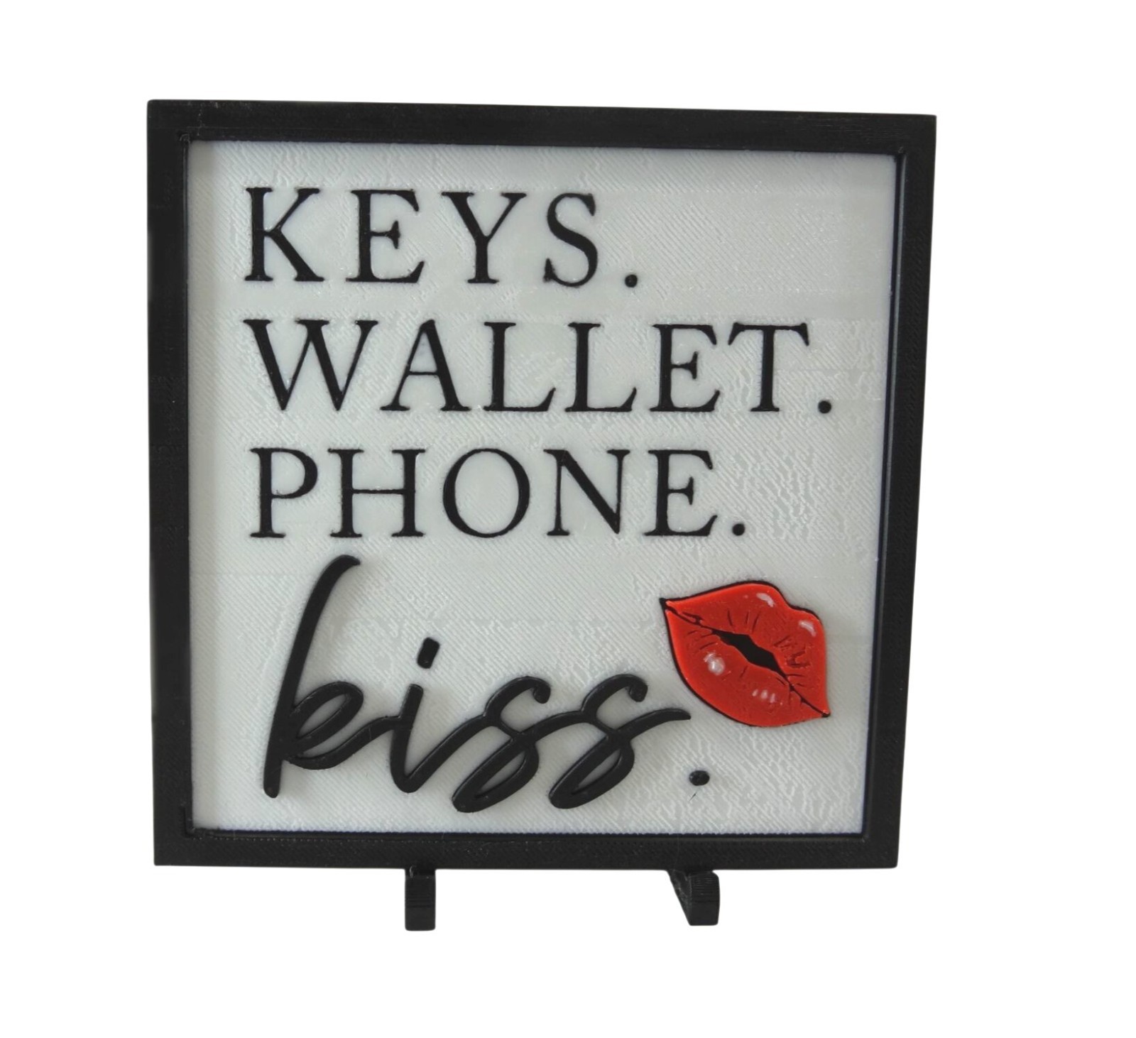 Keys Wallet Phone Kiss 3D Printed Sign-Romantic Entryway Decor, Funny Daily Chec