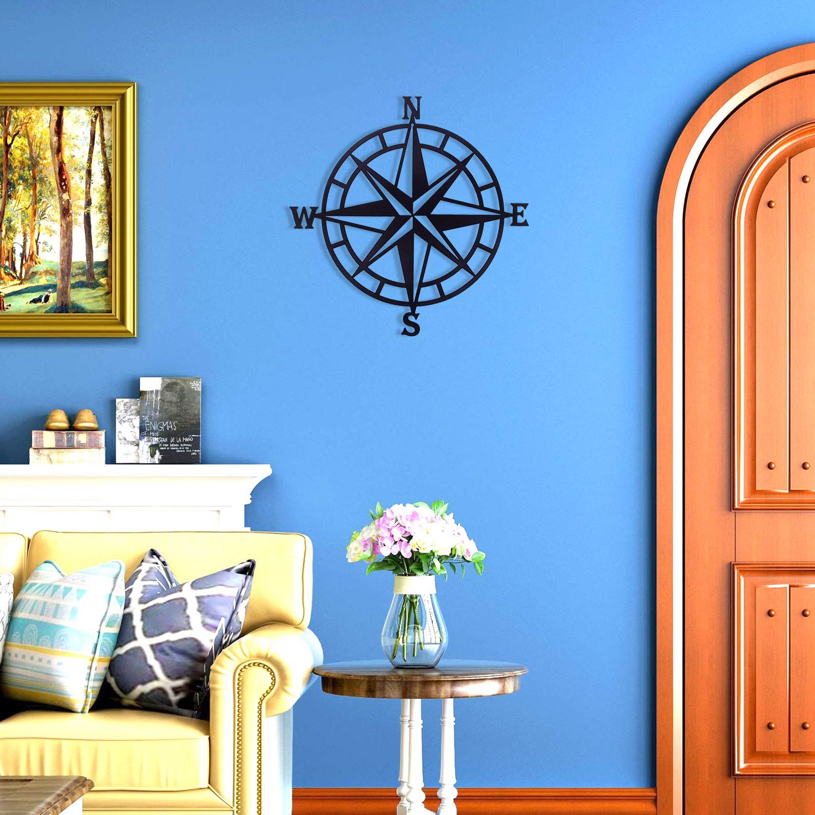 11 Inches Metal Decorative Nautical Compass Wall Decor, Living Room Bedroom O…