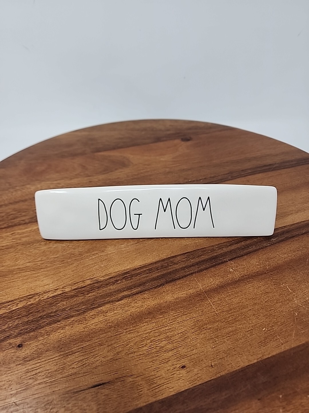 Rae Dunn “Dog Mom” Desk Sign Ceramic Paperweight Artisan Collection White Black