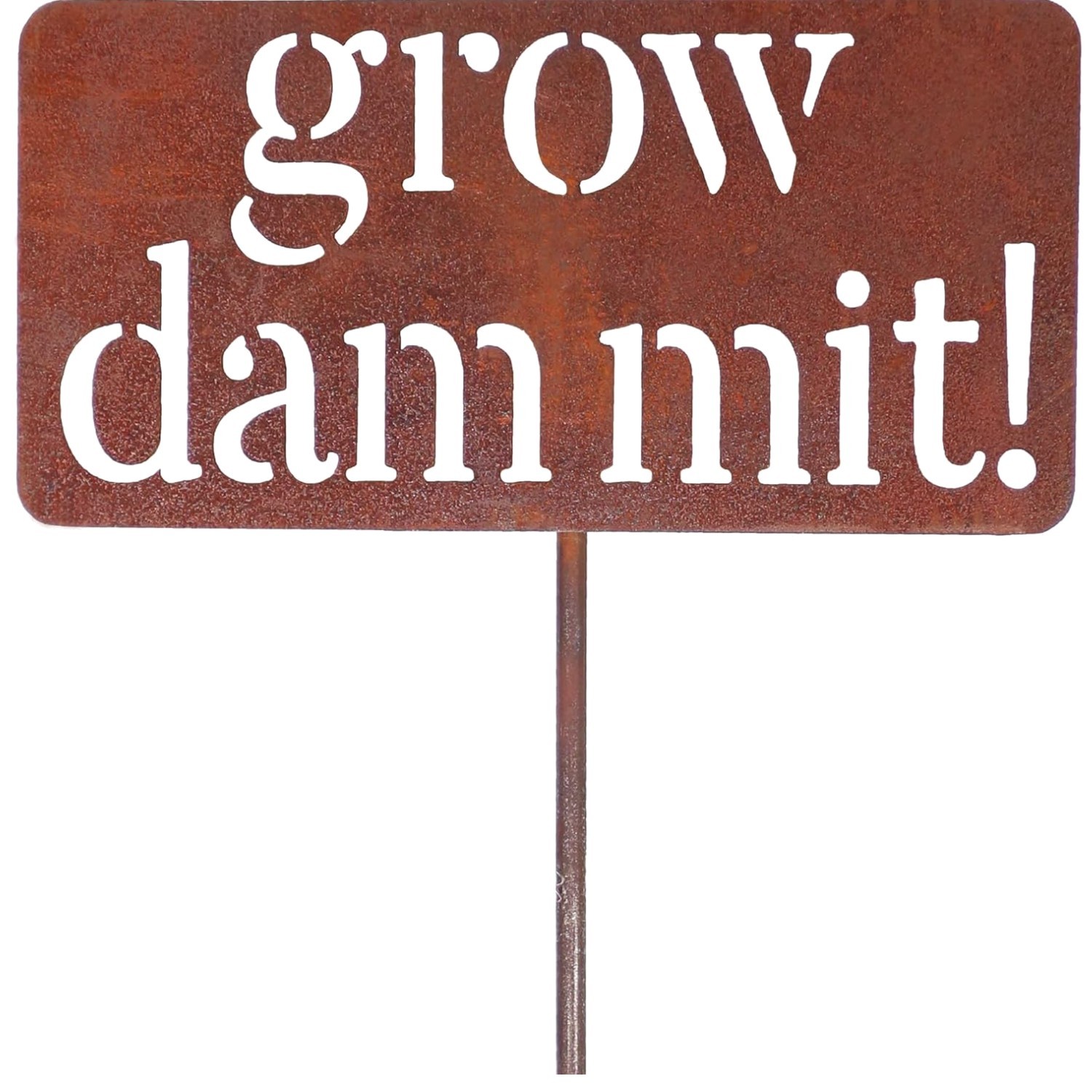 19-Inch Rusted Steel Grow Dammit Sign – Whimsical Outdoor Garden Décor
