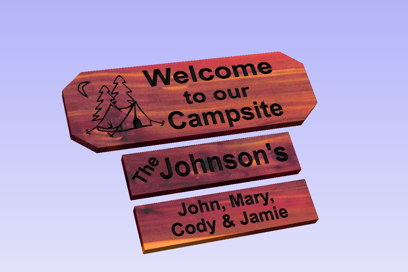 Personalized Custom Carved Camping Cedar Wood Sign Rustic Plaque Home Decor