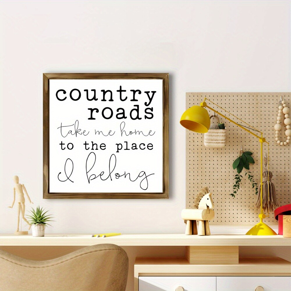 1PC Country Road Sign Country Farmhouse Style Wood Panel Painting