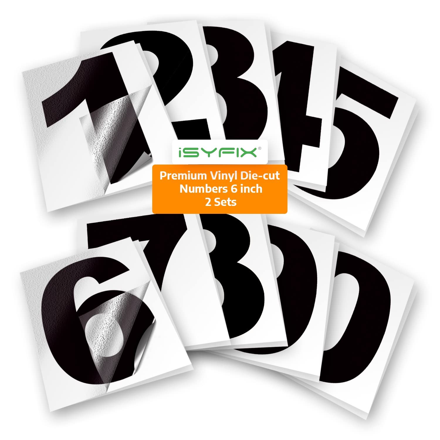 Black Vinyl Numbers Stickers – 6 Inch Self Adhesive 2 Sets Premium Decal Die …