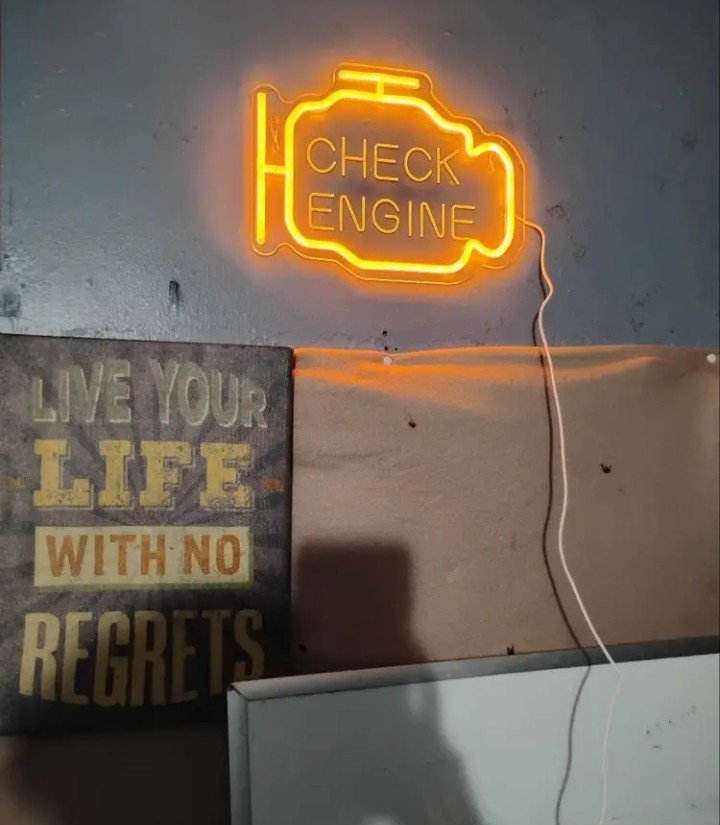 Check Engine Neon Sign LED Wall Light Garage Man Cave Auto Shop Decor Orange