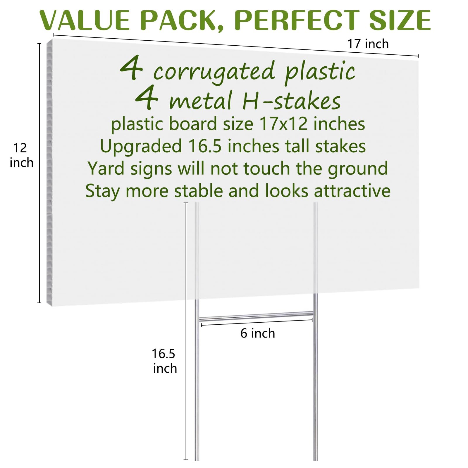 Blank Yard Signs with Stakes, Remiawy Custom Yard Sale Sign 17×12 Inch 4 Pack…