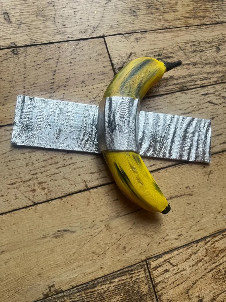 Duct Tape Banana 3D Wall Sculpture – Realistic – Hand Painted – Unique Wall Art