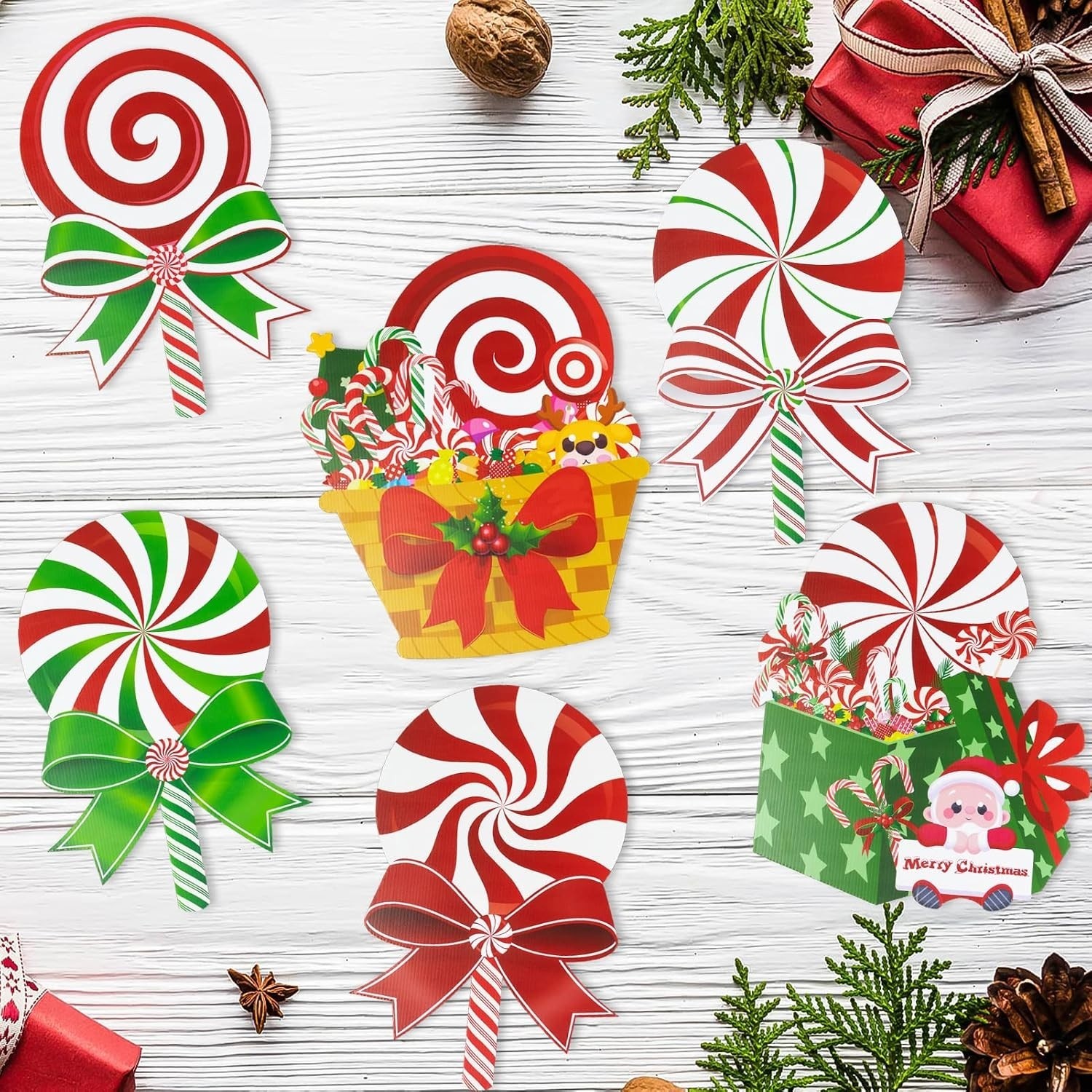 Letreros Navideños Para Exteriores Y Decoraciones Navideñas Con Dulces NEW US.