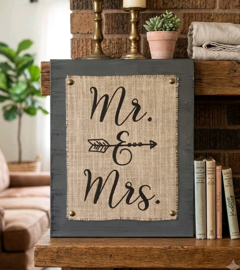 Wood Mr & Mrs Wall Decor, Wedding Gift Sign – Large