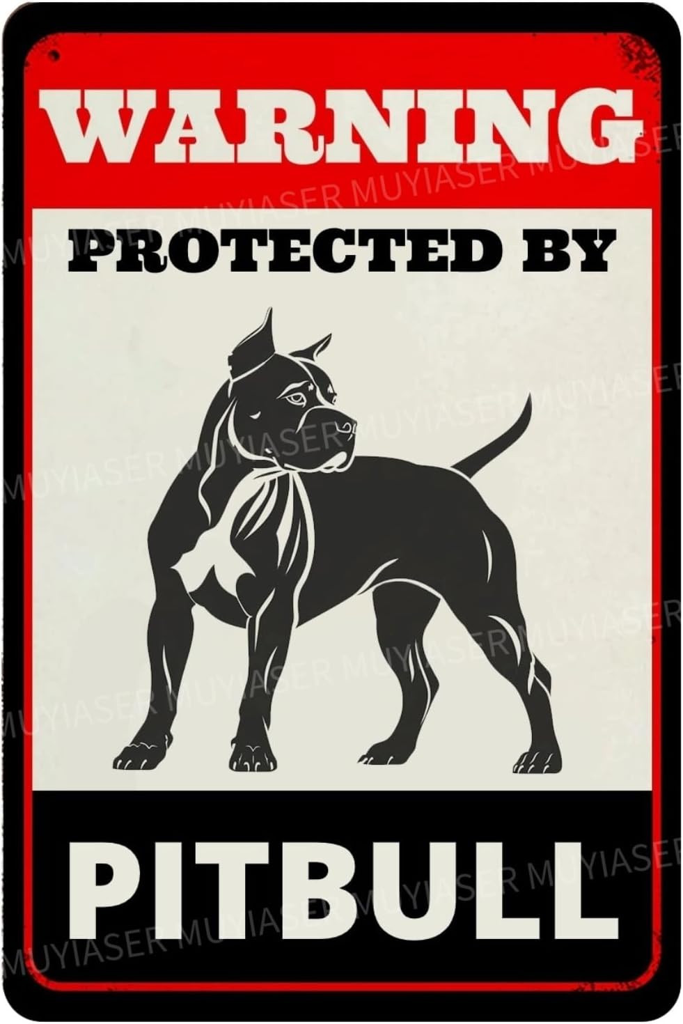Beware of Dog Sign For Fence Warning Protected By Pitbull Aluminum Metal Tin Sig