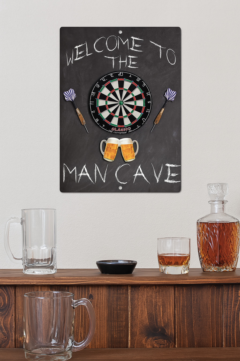 Welcome to the Man Cave Metal Sign Dartboard Beer Bar Decor 9×12 12×18 Inches