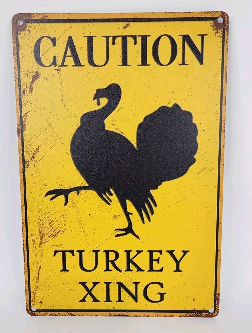 Caution Wild Turkey Xing Rectangular Crossing Road Sign Aluminum Plate Tin Sign