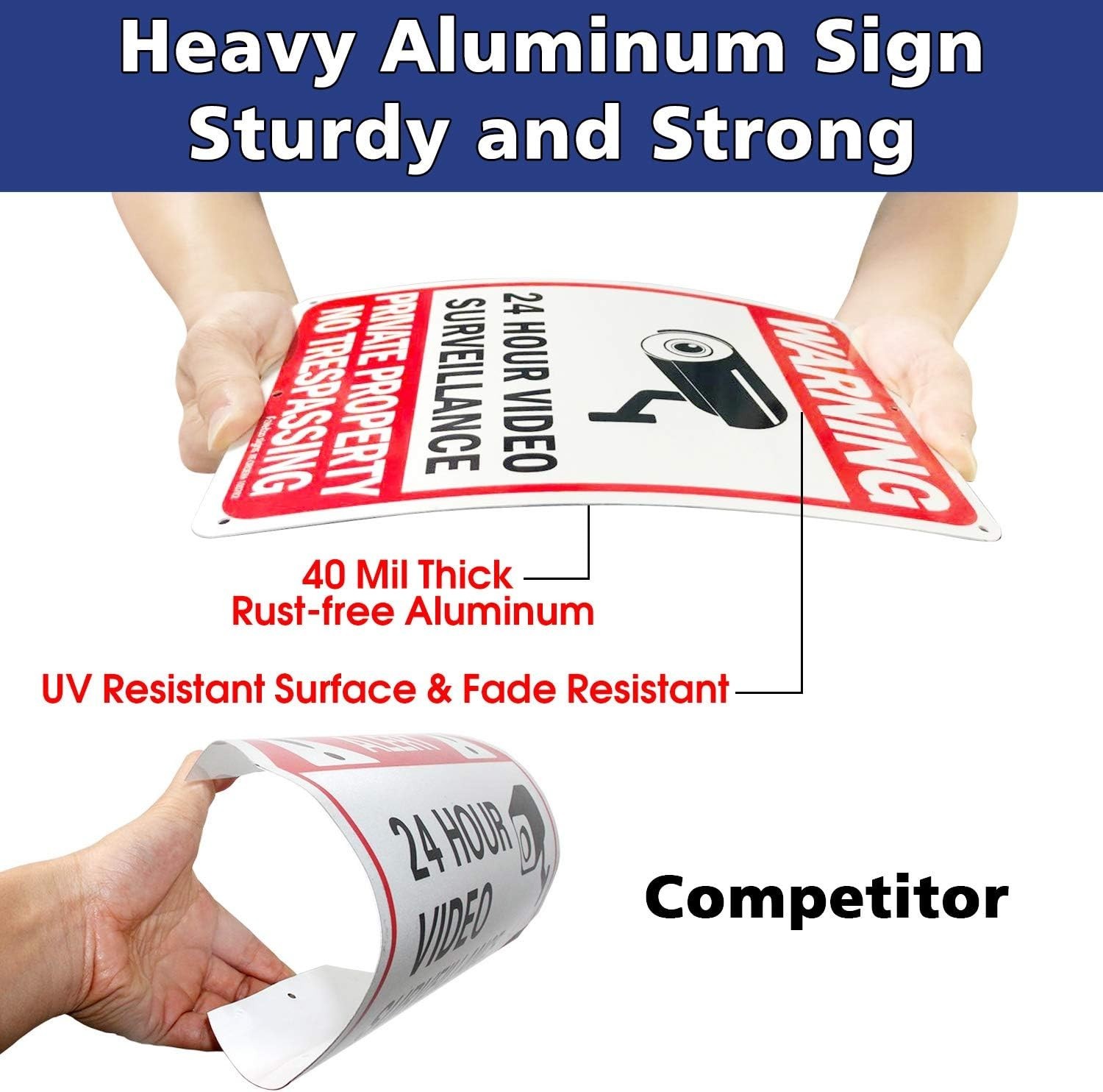 Reflective No Trespassing Signs – 4 Pack, Weather Resistant & Easy to Install