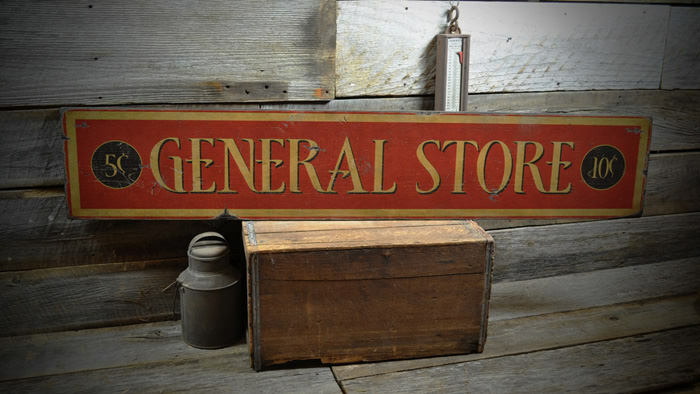 General Store – 5 & 10 Cent Wood Sign – Rustic Hand Made Vintage Wooden Sign