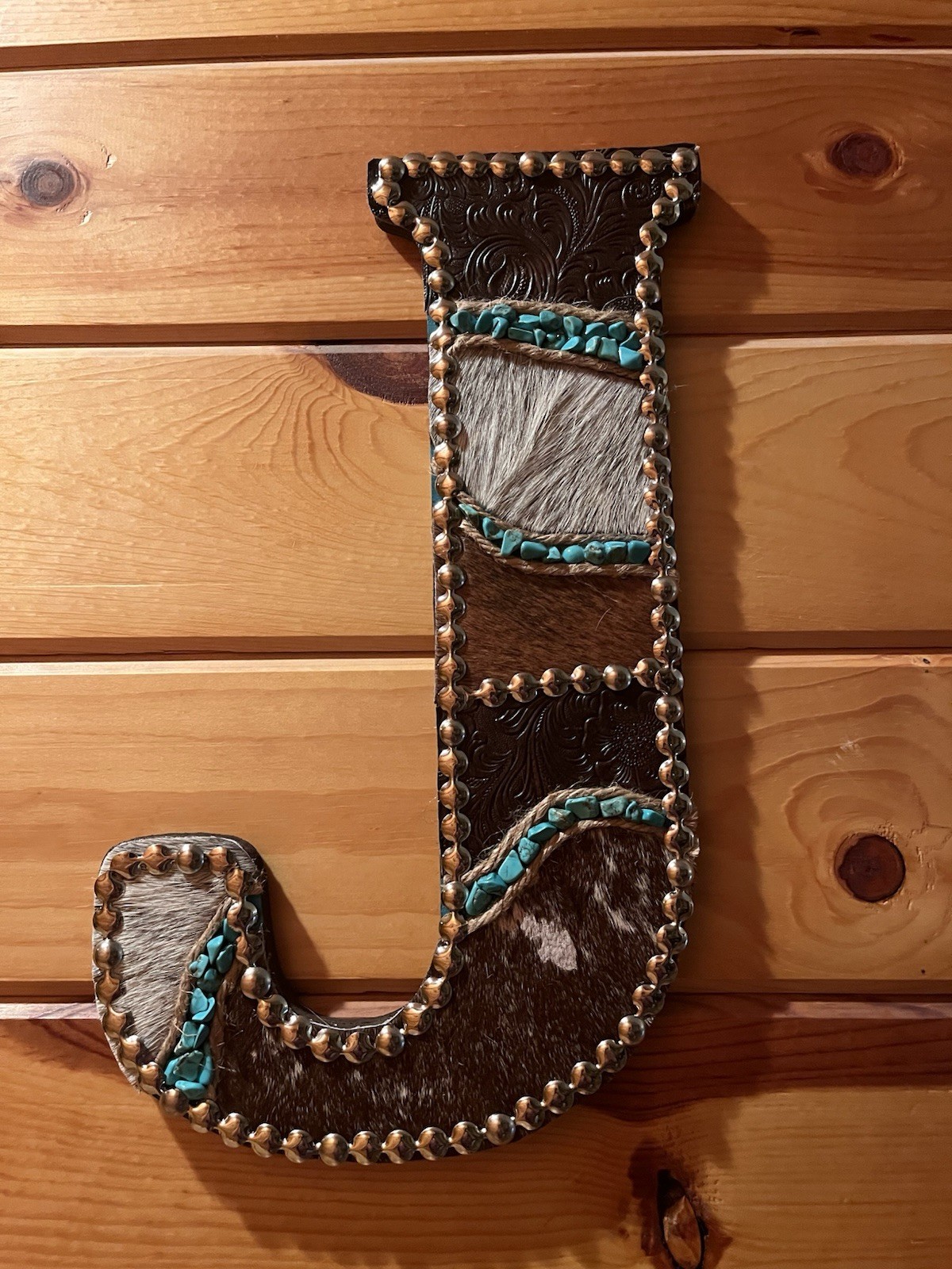 Western Letter J Cowhide Wall Decor