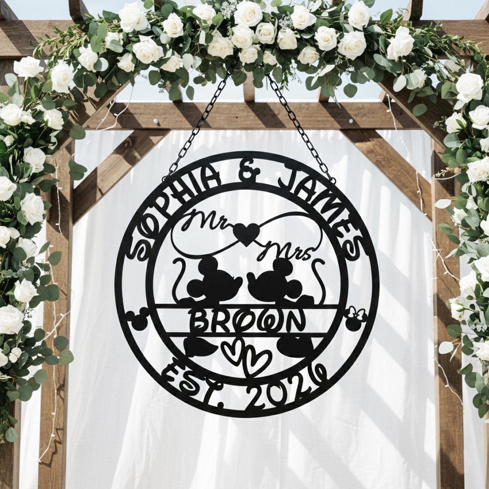 Custom Family Name Metal Sign, Personalized Wedding Anniversary Gift