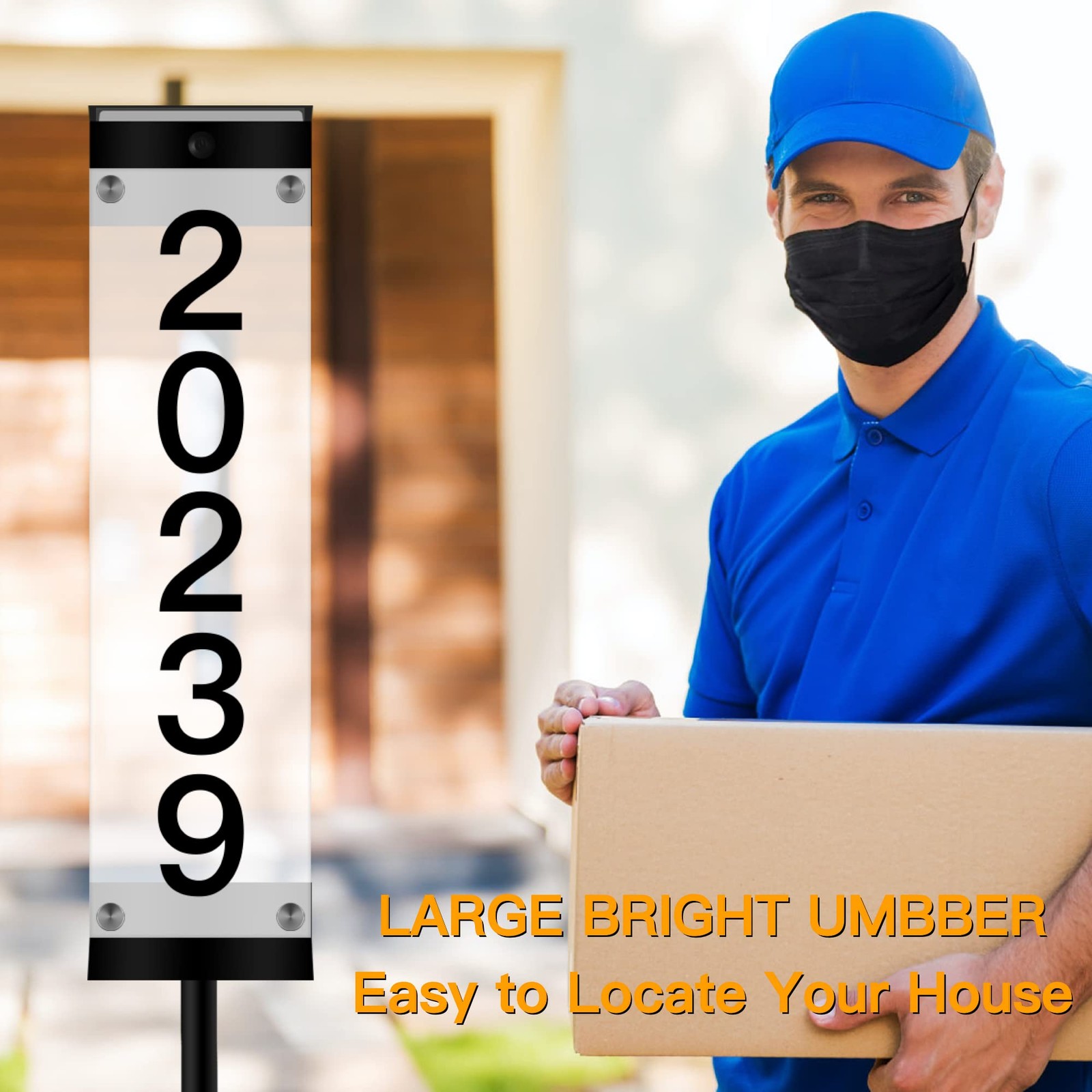 Solar House Numbers for Outside, GOSUNWEY Solar Address Signs for Yard with Stak