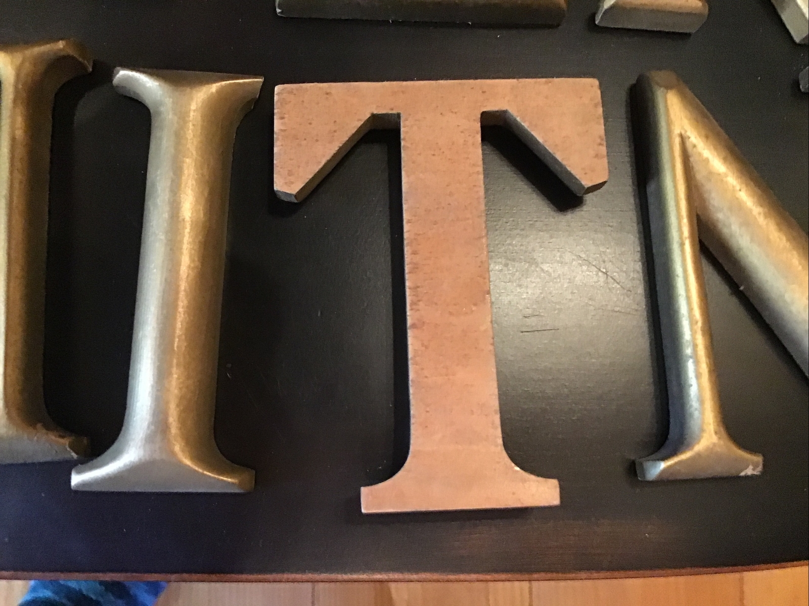 12 Wooden Letters Gold Leaf Type Paint 6” Tall Loose