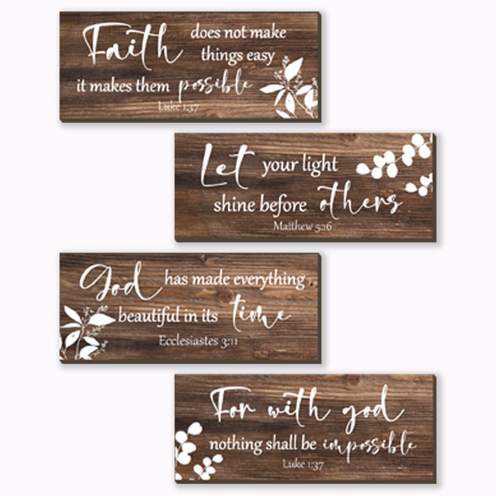 4 Pieces Brown Wall Decor Bible Verses Bathroom Decor Wooden Farmhouse Office…